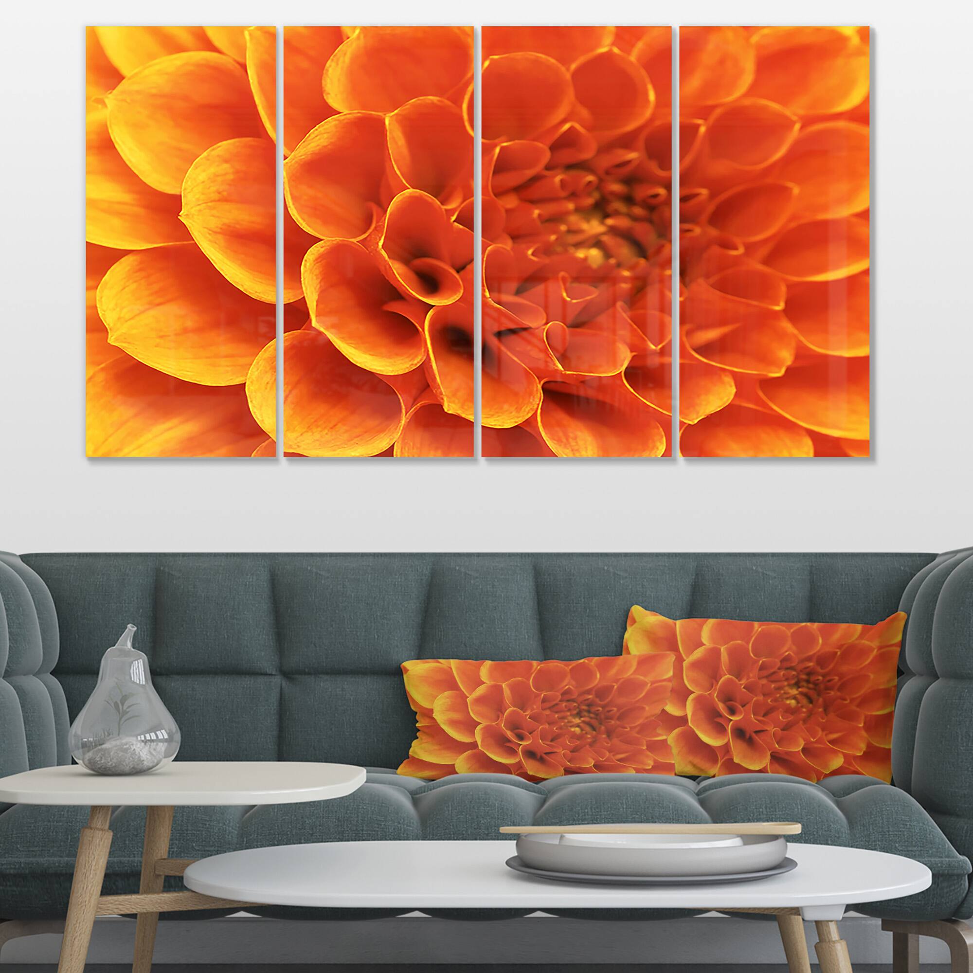 Designart - Large Orange Flower and Petals
