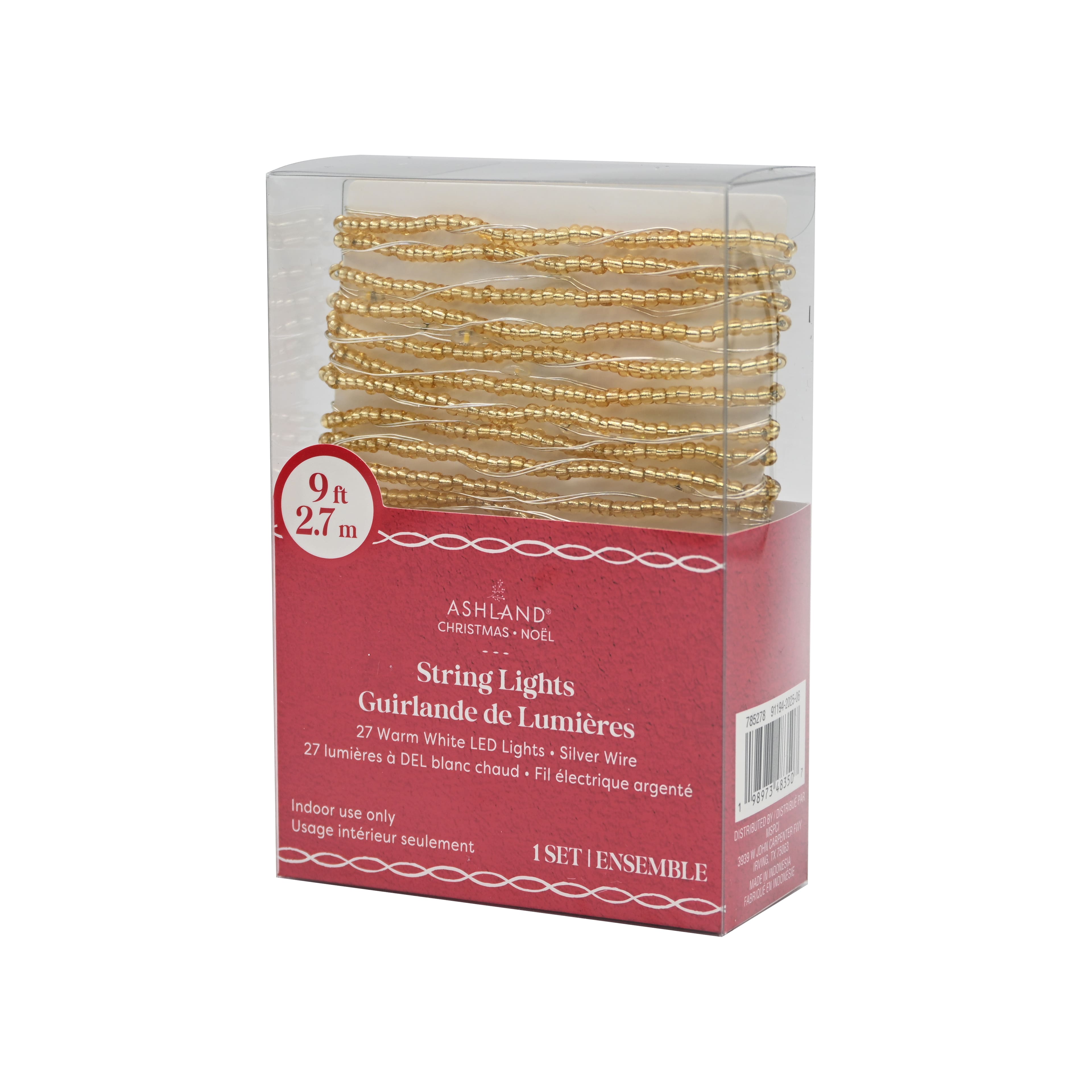 27ct. Warm White LED Gold Bead String Lights on Silver Wire by Ashland&#xAE;