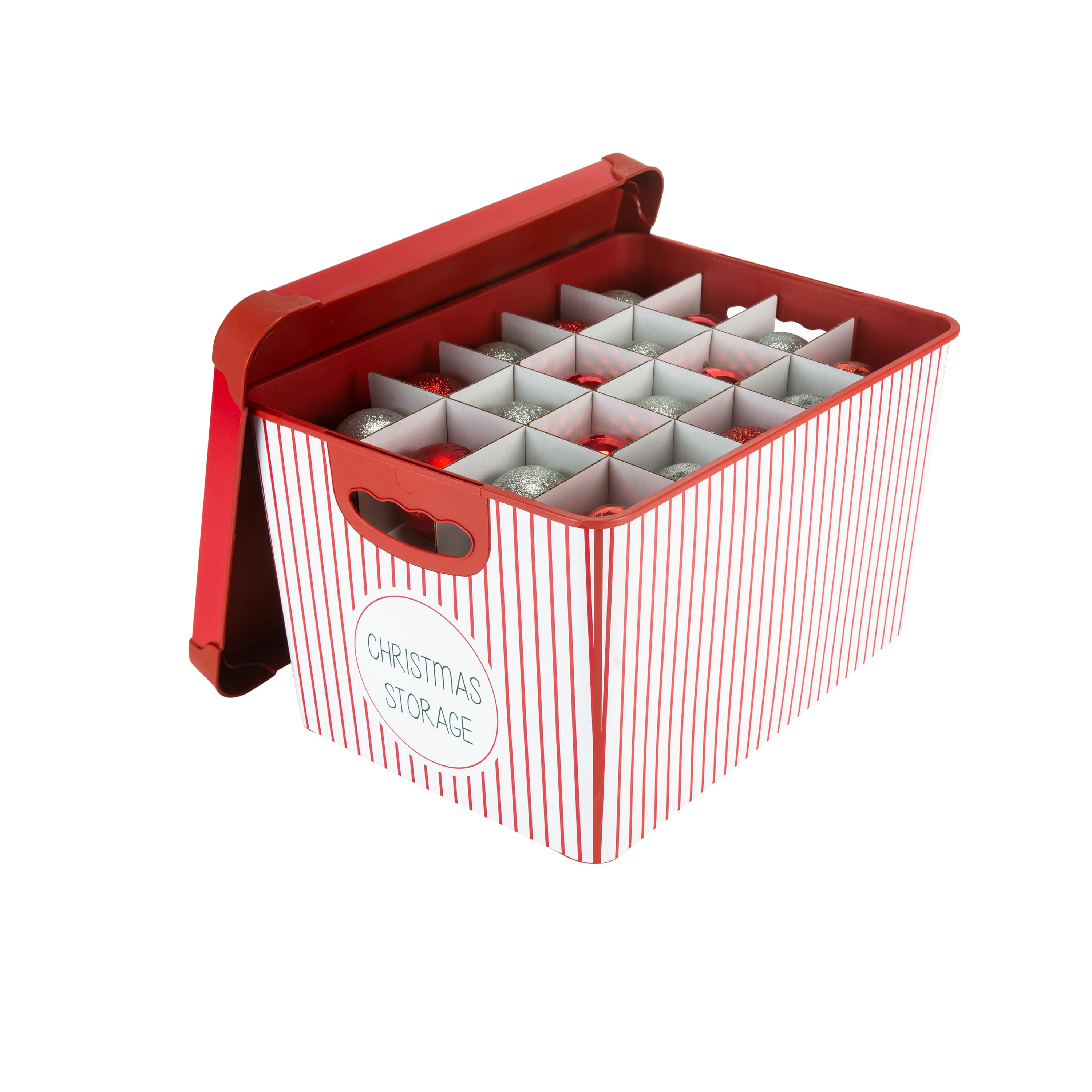Simplify 15.4" Christmas 60 Ornament Storage Tote Bin with Straps