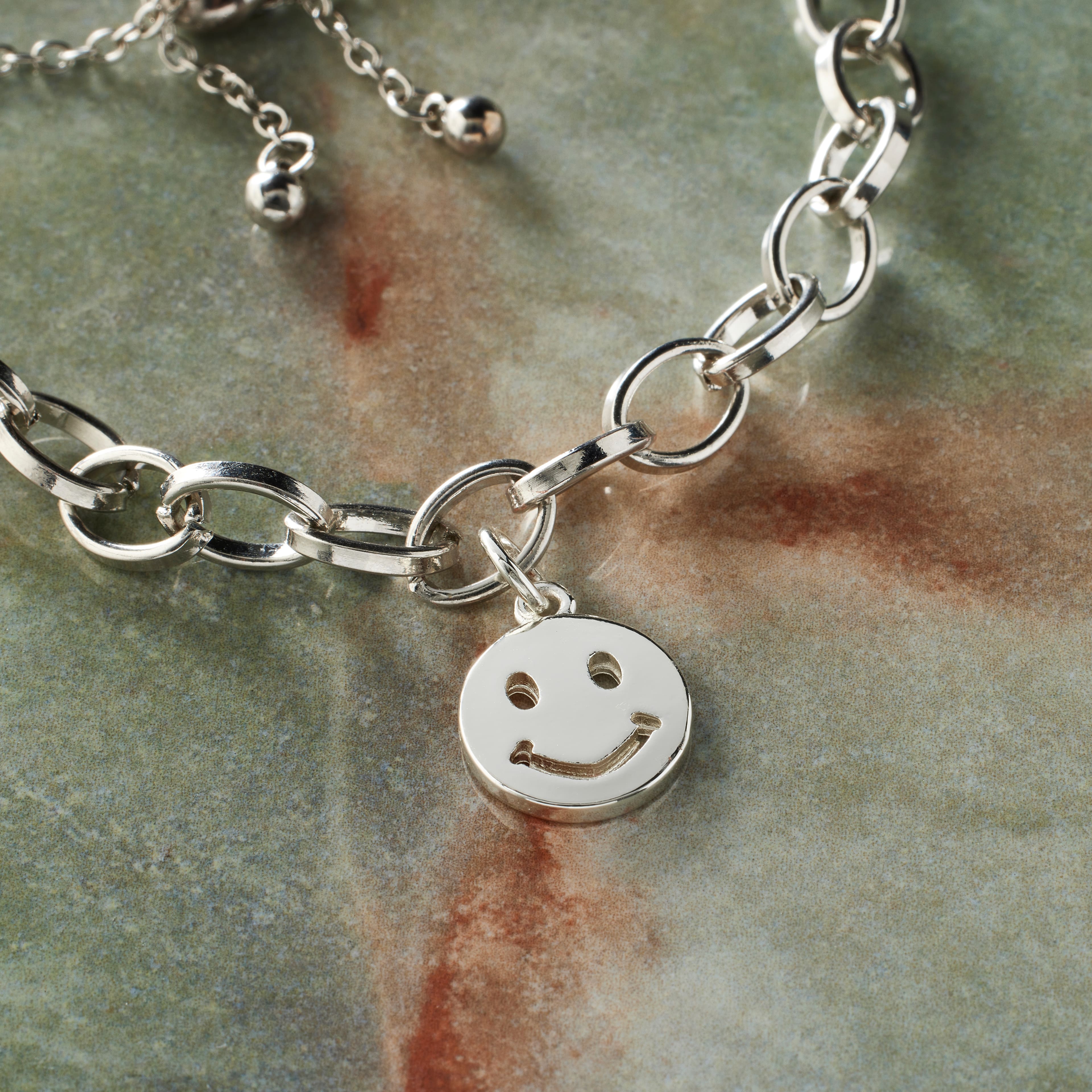Silver Plated Smiley Face Charm by Bead Landing™