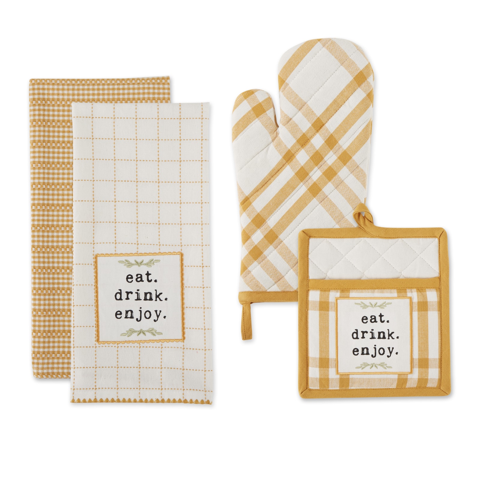 DII® Eat, Drink & Enjoy Kitchen Towels, Potholder & Mitt Set