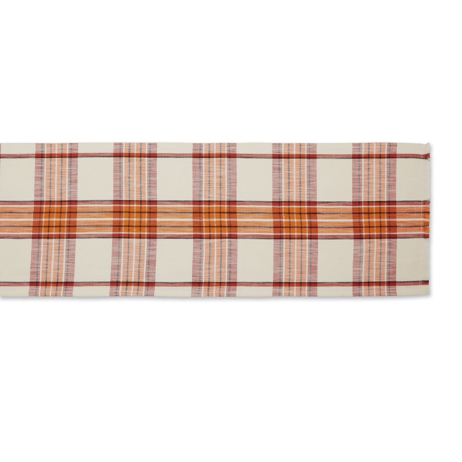 DII&#xAE; 108&#x22; Pumpkin Spice Plaid Table Runner