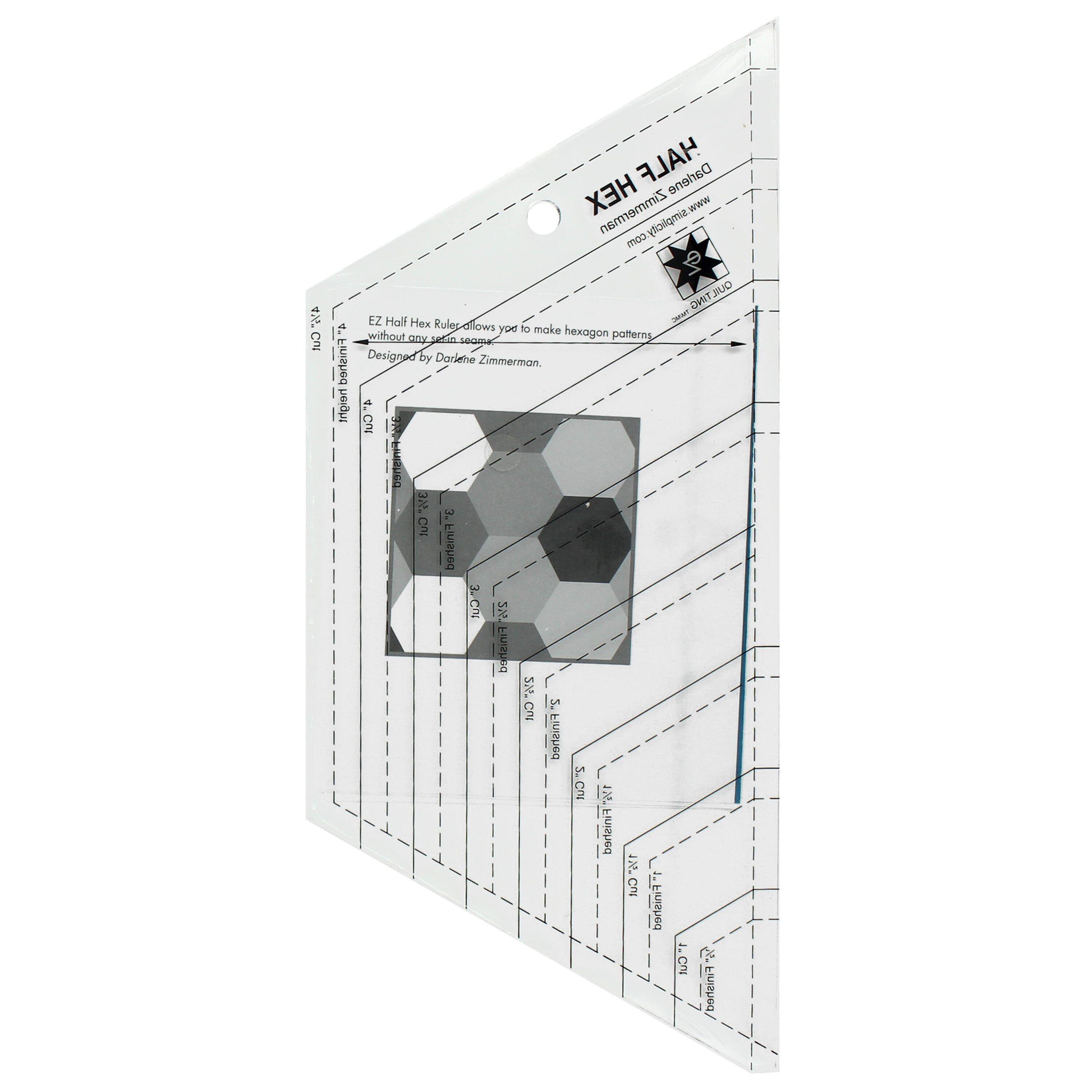 EZ Half Hexagon Acrylic Ruler - 0192887007002