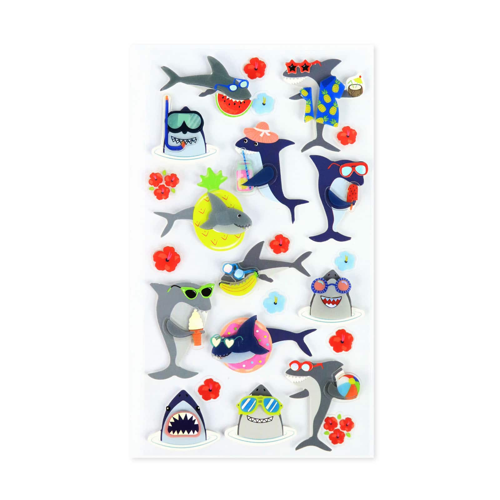 12 Pack: Hawaiian Shark Dimensional Stickers by Recollections™
