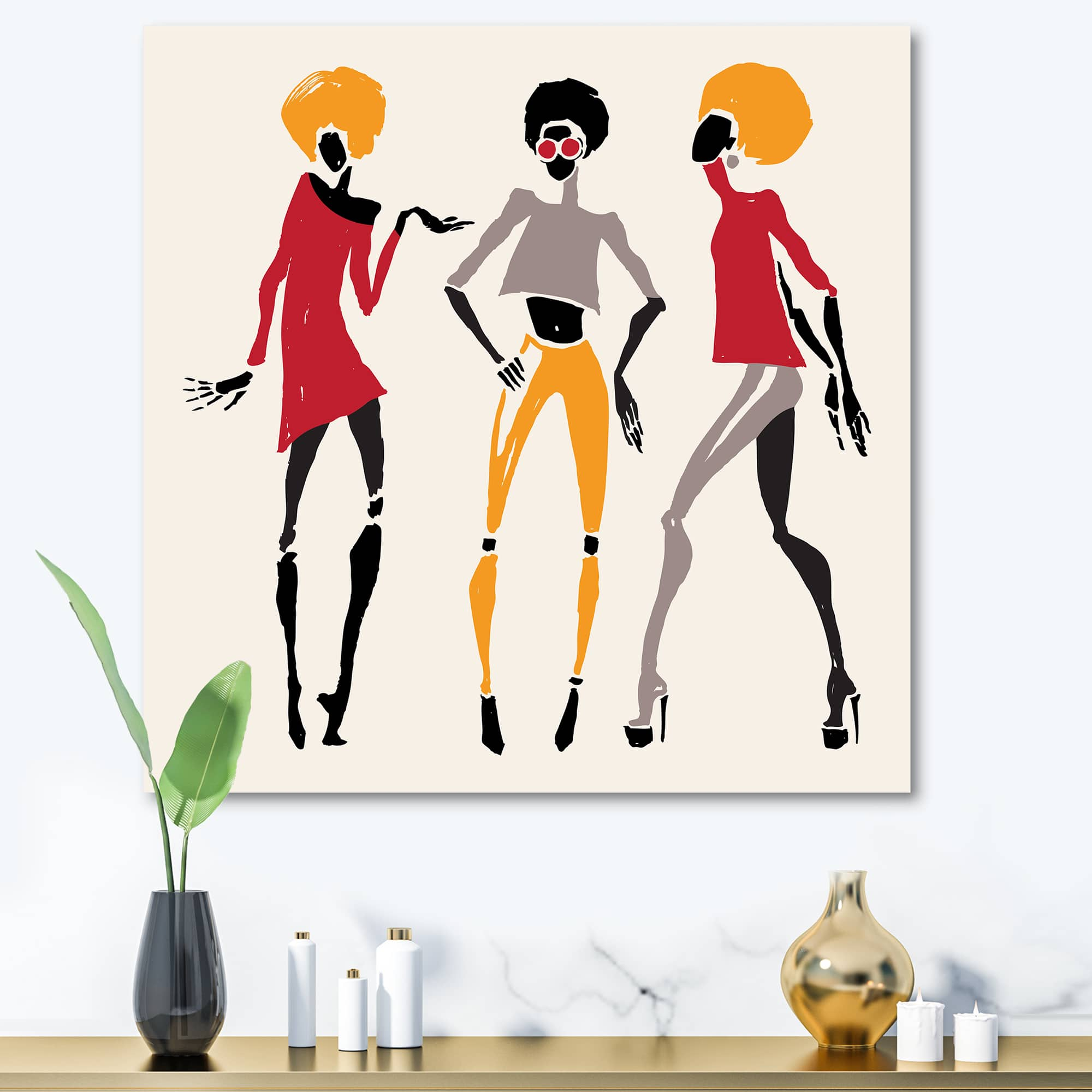 Designart - African American Women Silhouettes I - Modern Canvas Wall Art Print