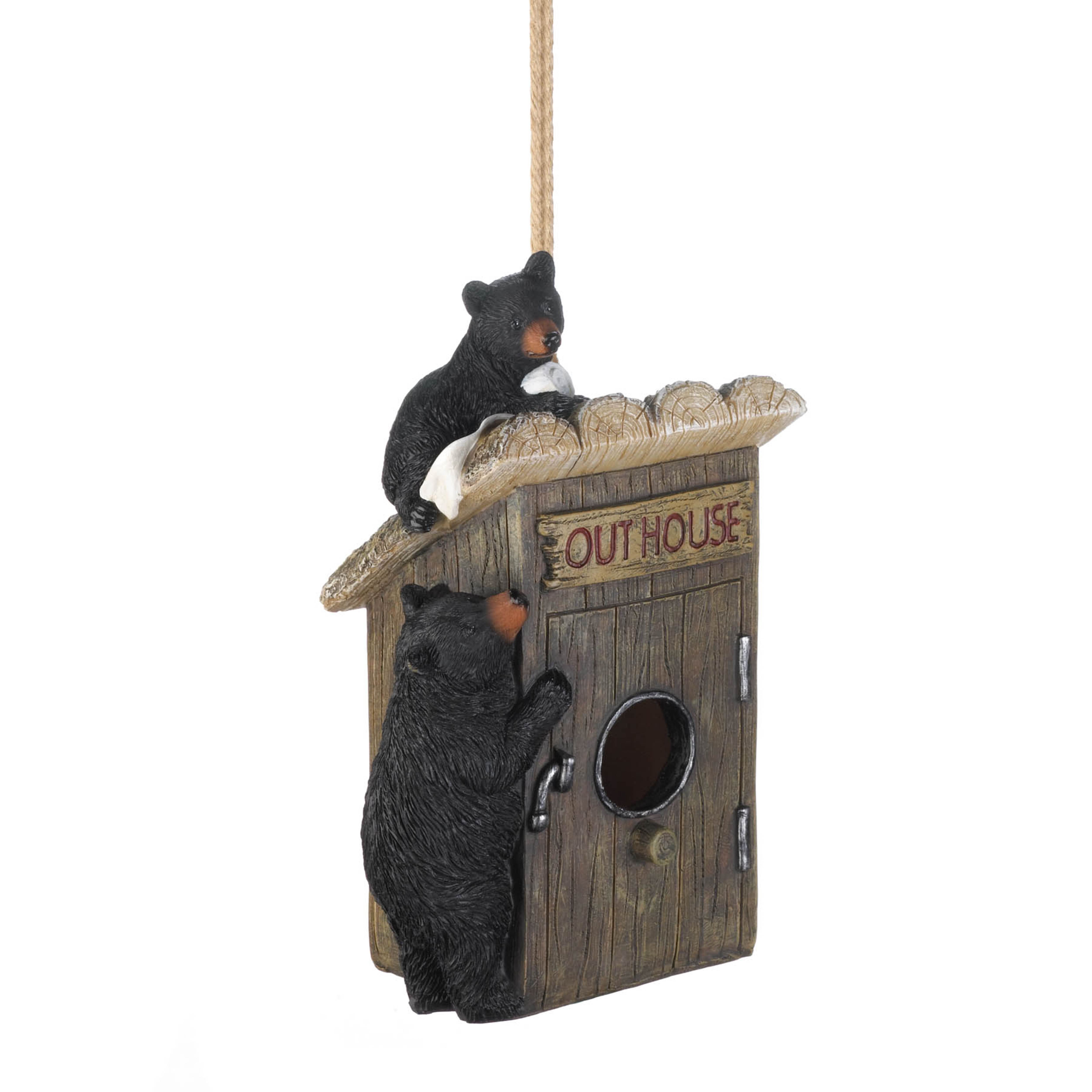 8.5&#x27;&#x27; Black Bear Outhouse Birdhouse 