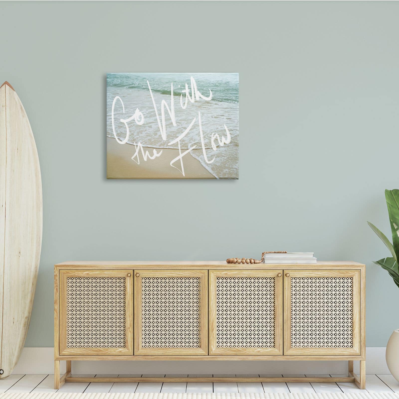 Stupell Industries Go With the Flow Phrase Incoming Beach Tide Canvas Wall Art