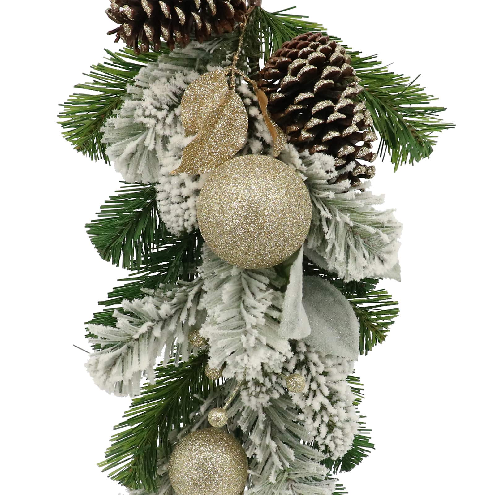 24&#x22; Snowy Pine, Pinecone &#x26; Gold Ornament Teardrop by Ashland&#xAE;