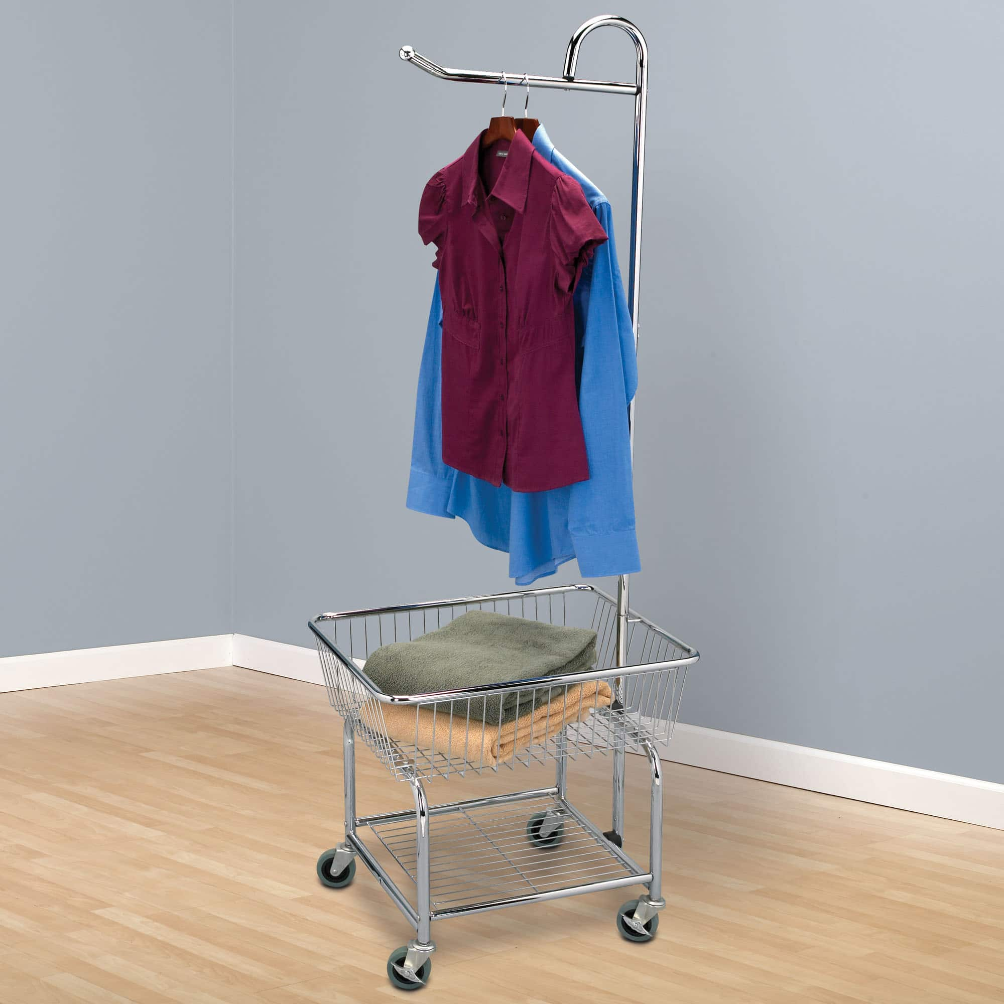 Household Essentials Rolling Laundry Cart with Basket