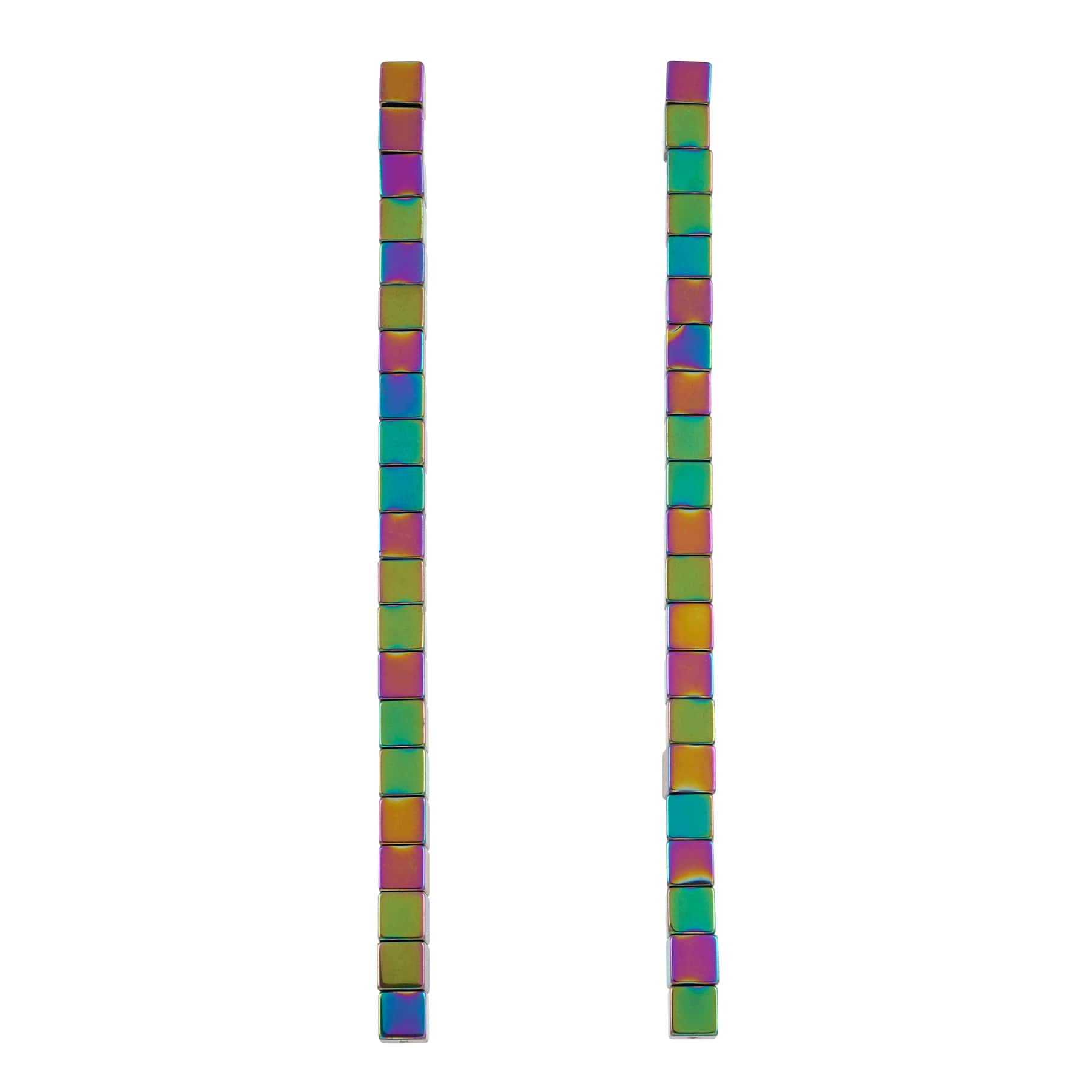 12 Pack: Rainbow Reconstituted Hematite Cube Beads by Bead Landing™