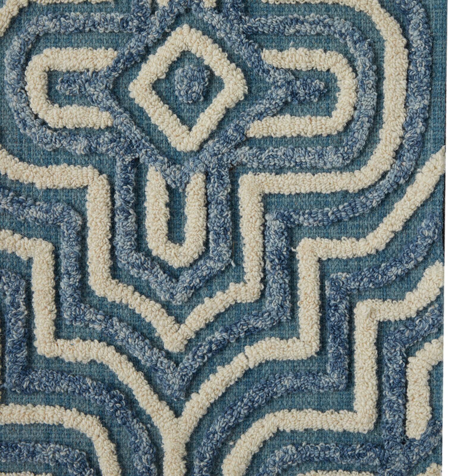 Blue Wool Modern Area Rug 5ft. x 8ft.