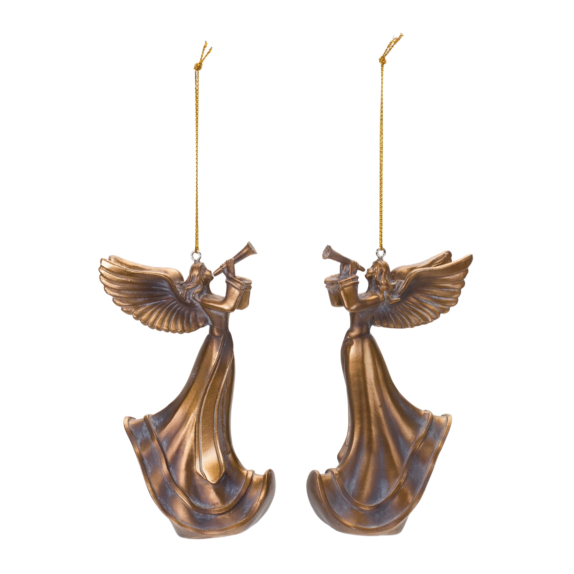 6ct. 5&#x22; Bronze Trumpet Angel Ornament Set