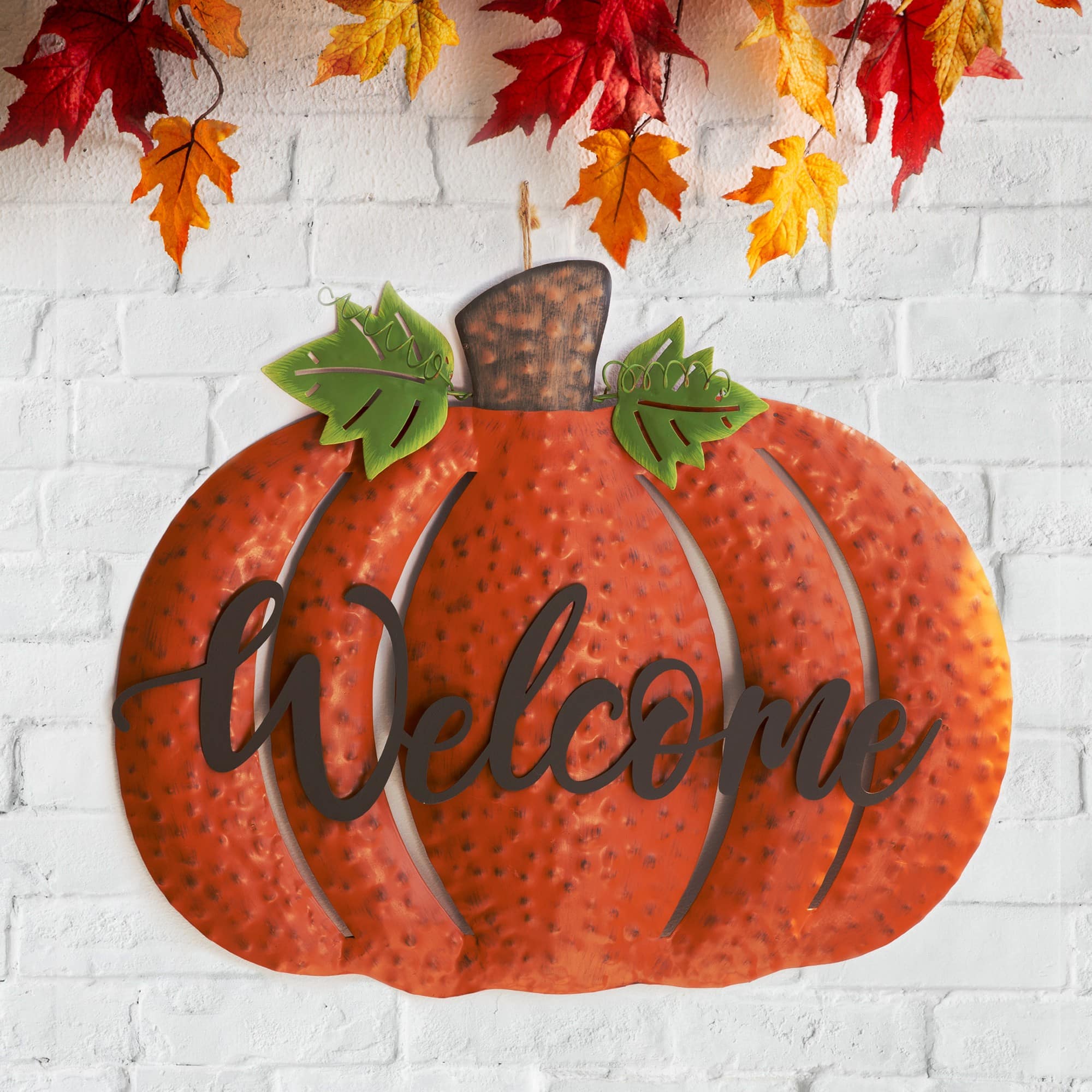 Glitzhome&#xAE; Metal Welcome Pumpkin Yard Stake