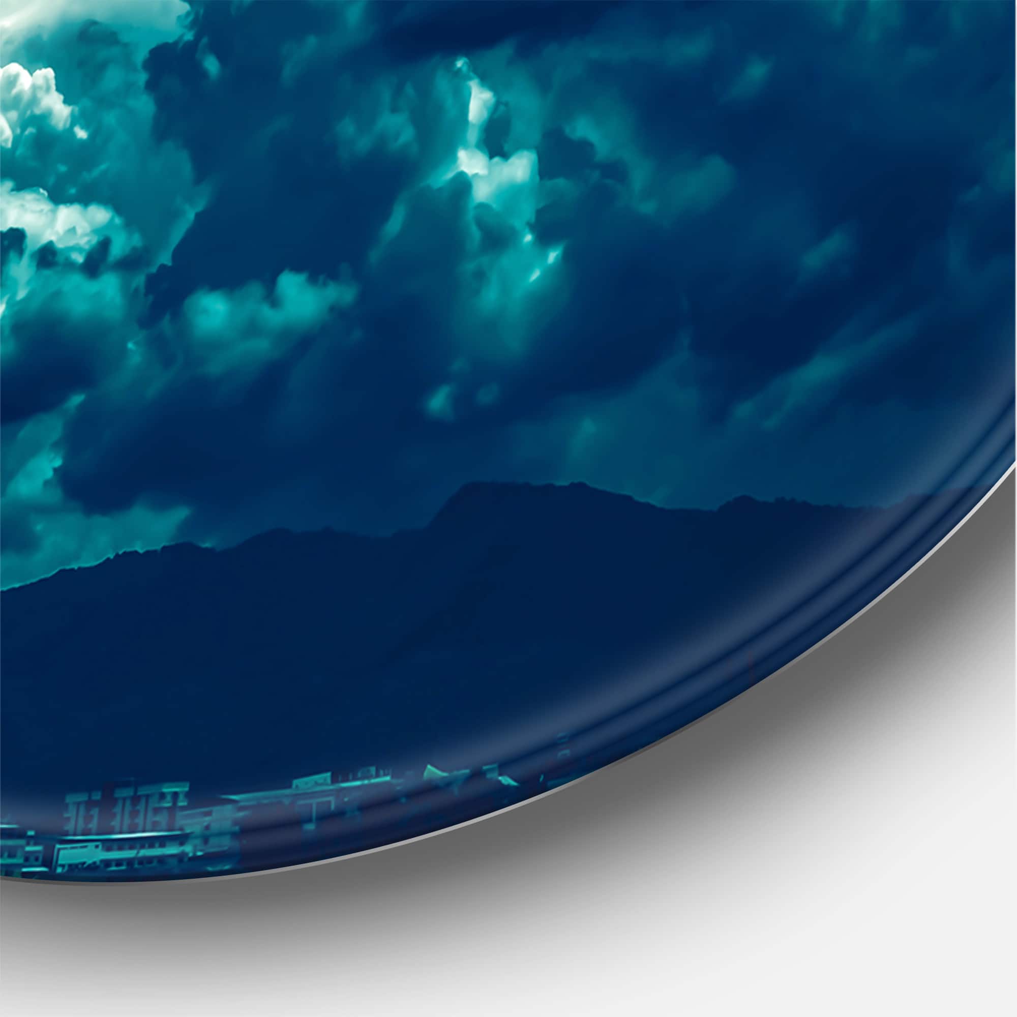 Designart - Full Moon In Cloudy Night Sky II - Nautical & Coastal Metal Circle Wall Art