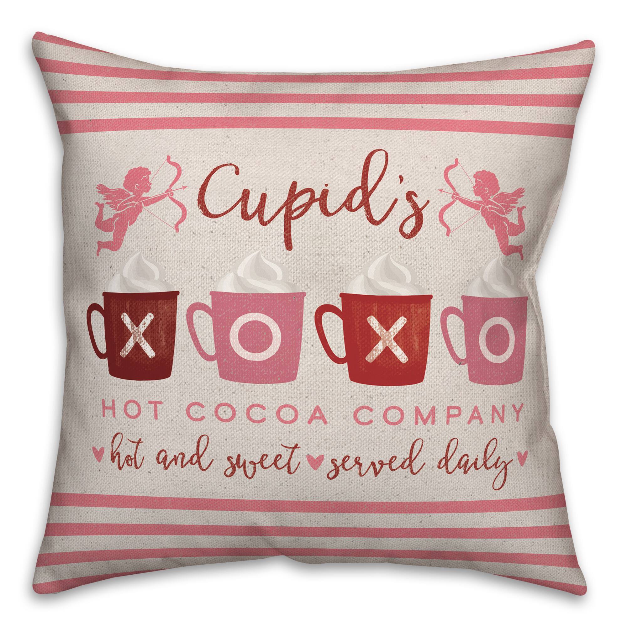 Cupids Hot Cocoa Throw Pillow, 18" x 18"
