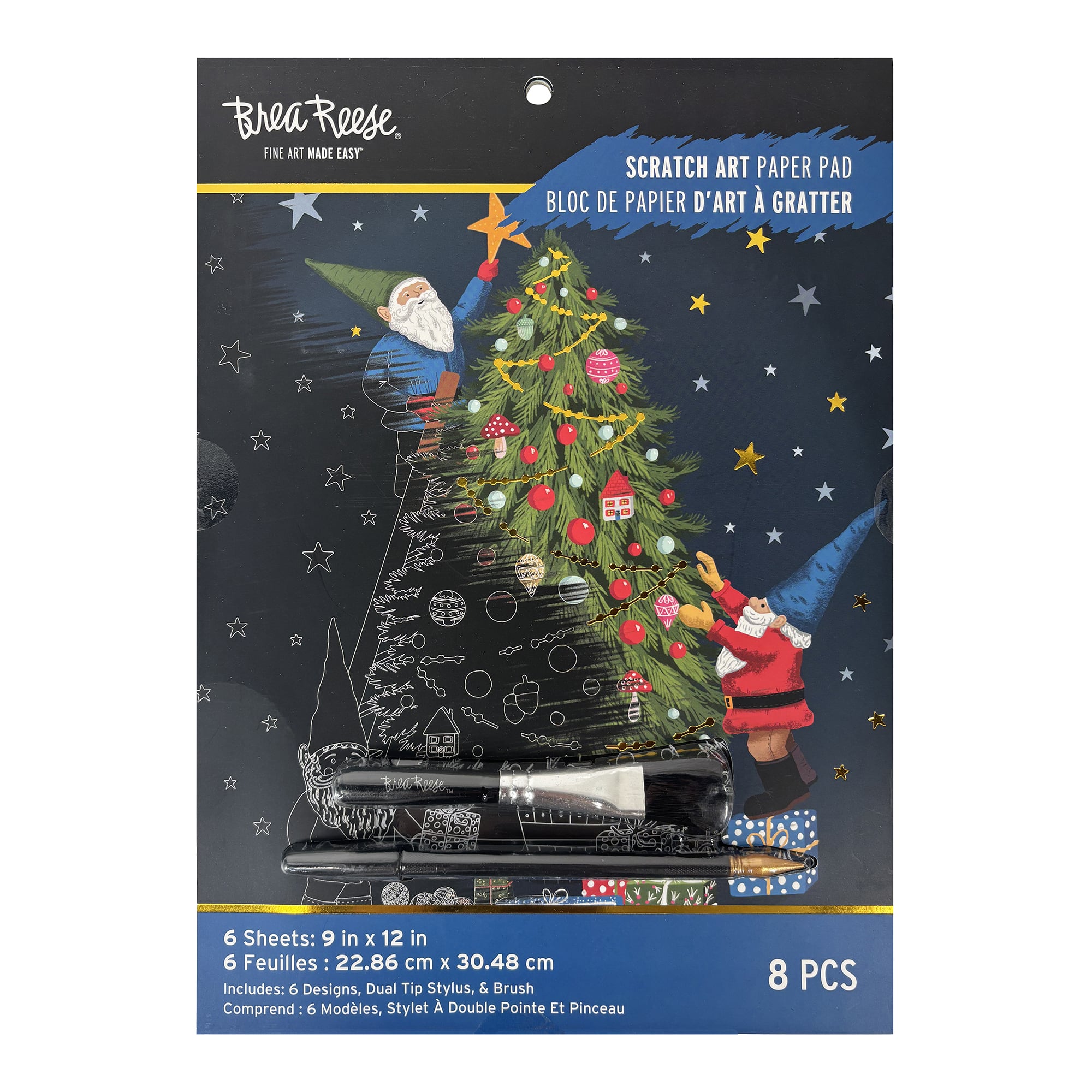 Brea Reese&#x2122; 9&#x22; x 12&#x22; Gnomy Christmas Scratch Art Paper Pad