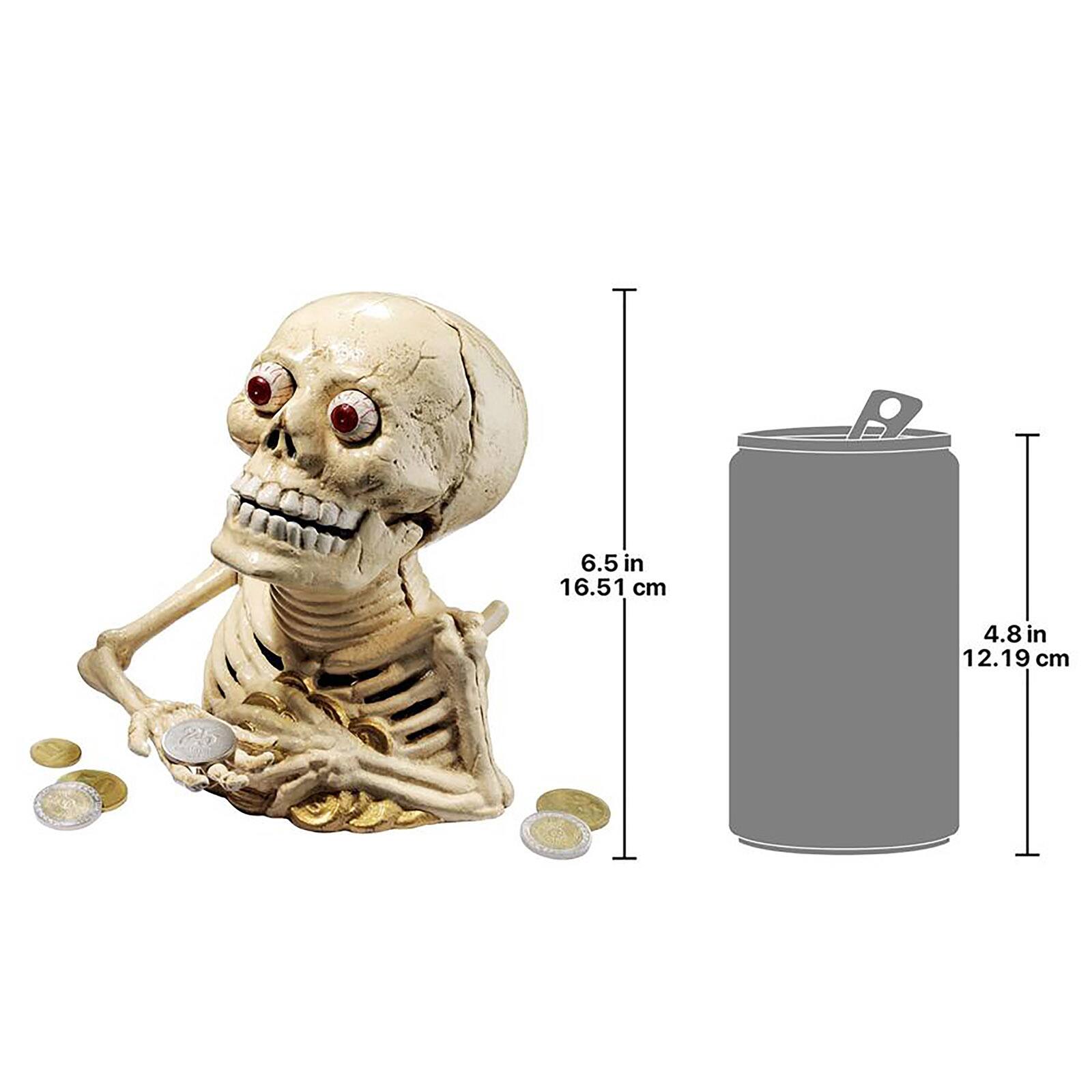 Design Toscano Bugged-Out Hungry Skeleton Cast Iron Mechanical Coin Bank