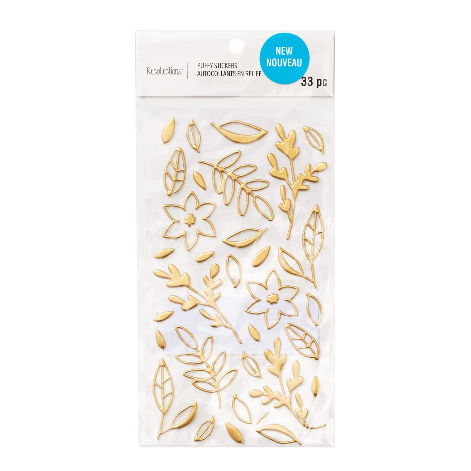 12 Pack: Gold Flower Puffy Stickers by Recollections™