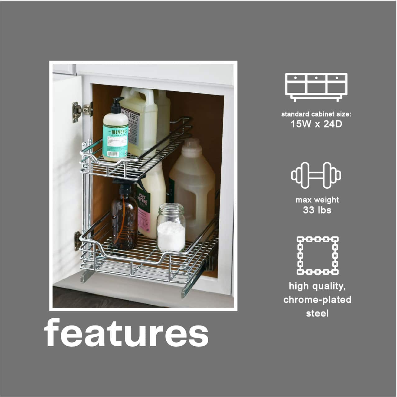 Household Essentials Glidez Chrome 2-Tier Cabinet Organizer