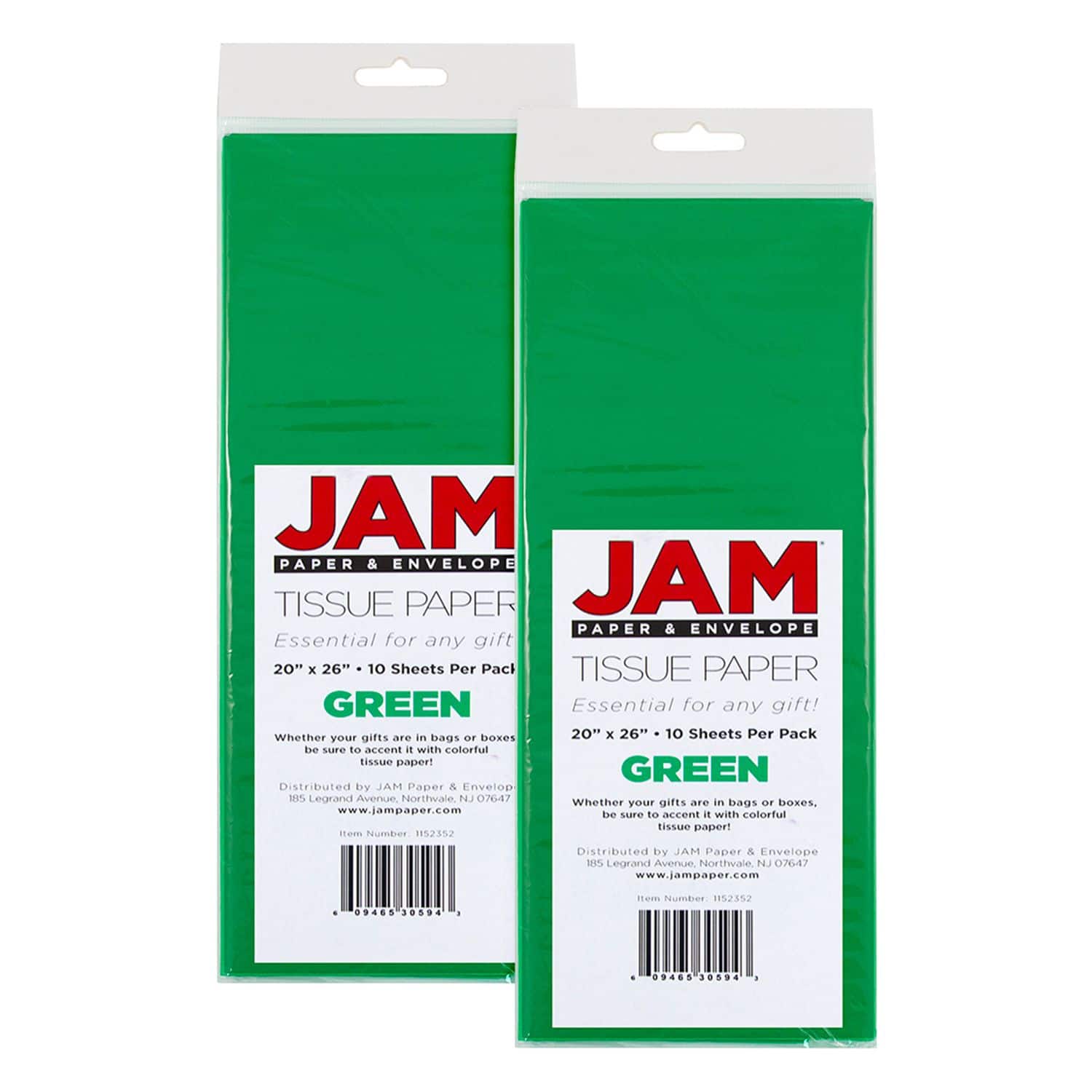 JAM Paper 20" x 26" Tissue Paper, 2 Packs of 10 Sheets