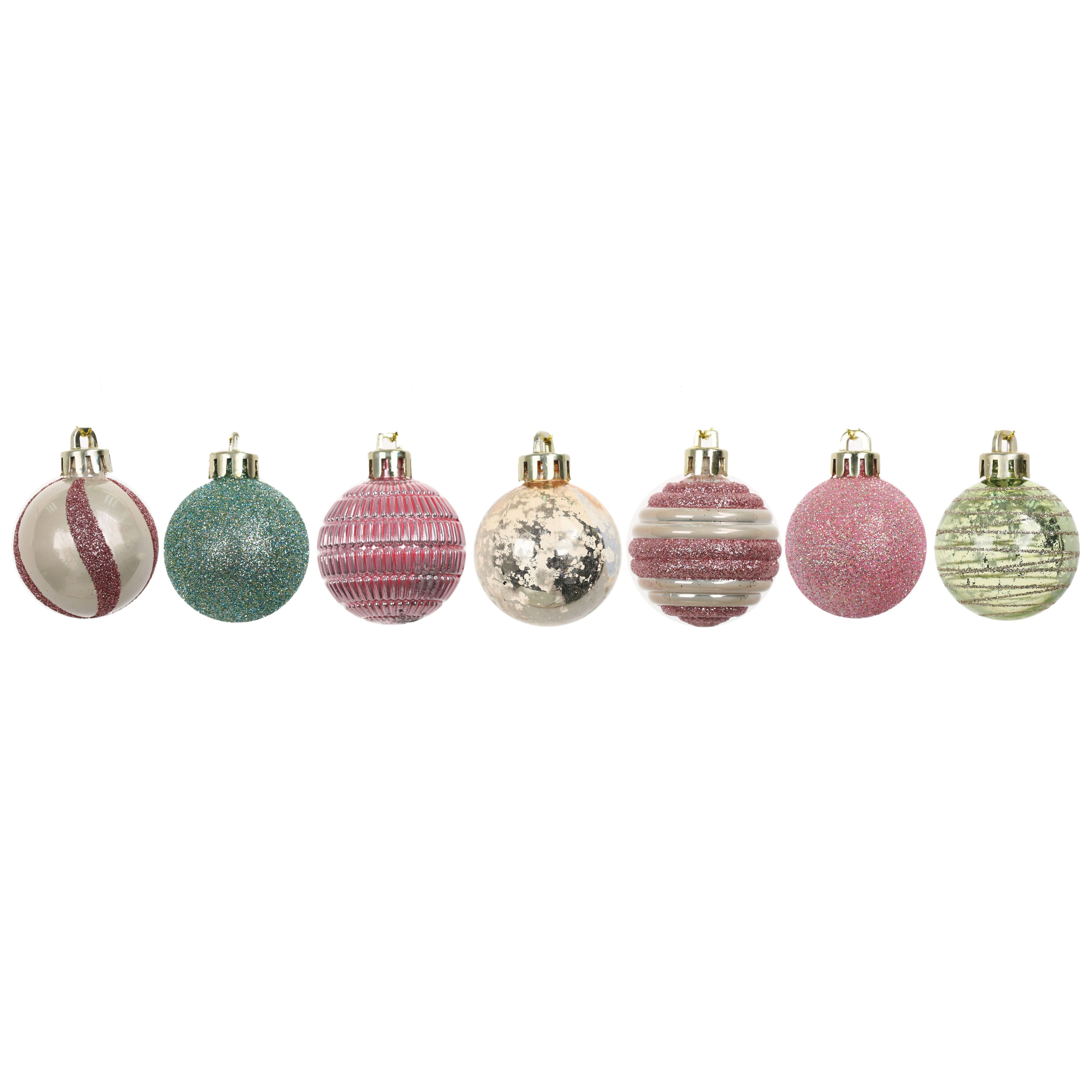 Assorted Pink, Green &#x26; Champagne Ball Plastic Ornament Tube by Ashland&#xAE;, 1pc.