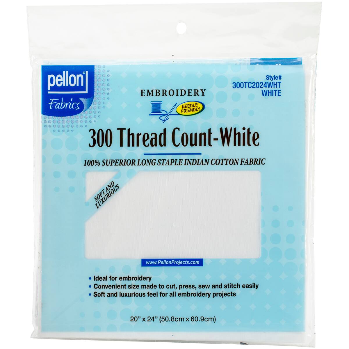 Pellon® White 20" x 24" 300 Thread Count Cotton Embroidery Fabric