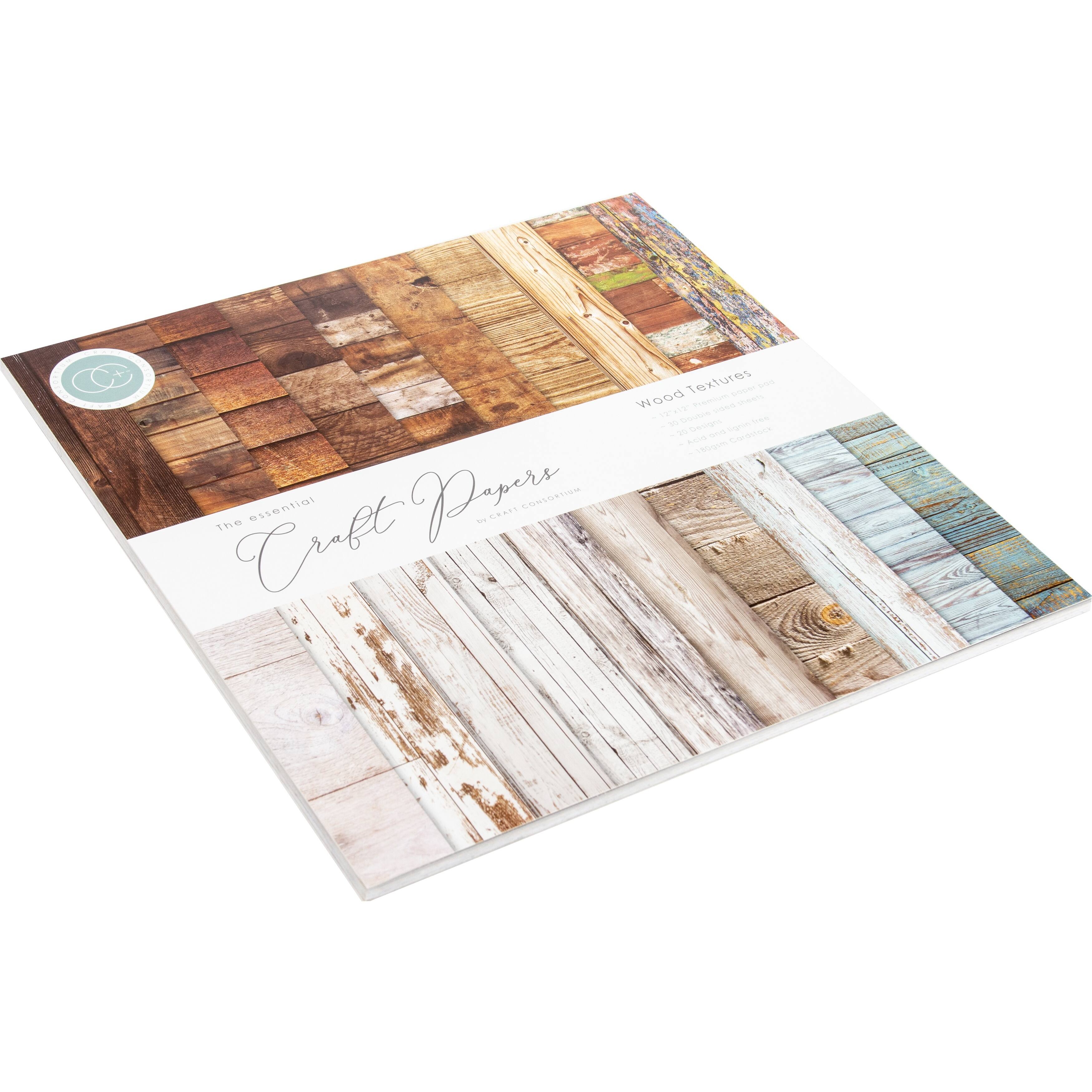 Craft Consortium Wood Textures 8X8 Double-Sided Paper Pad, 30