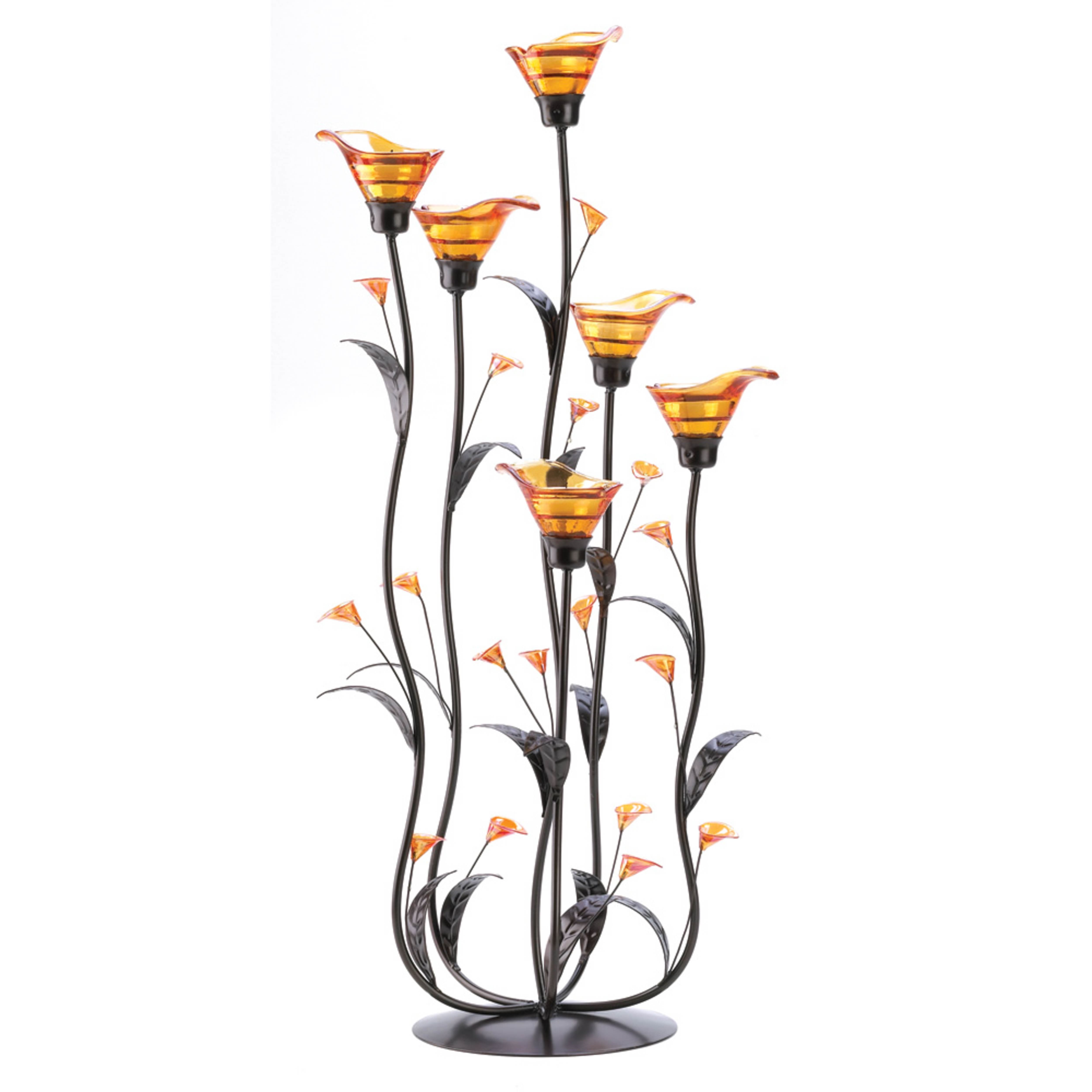 24&#x22; Amber Calla Lily Candle Holder