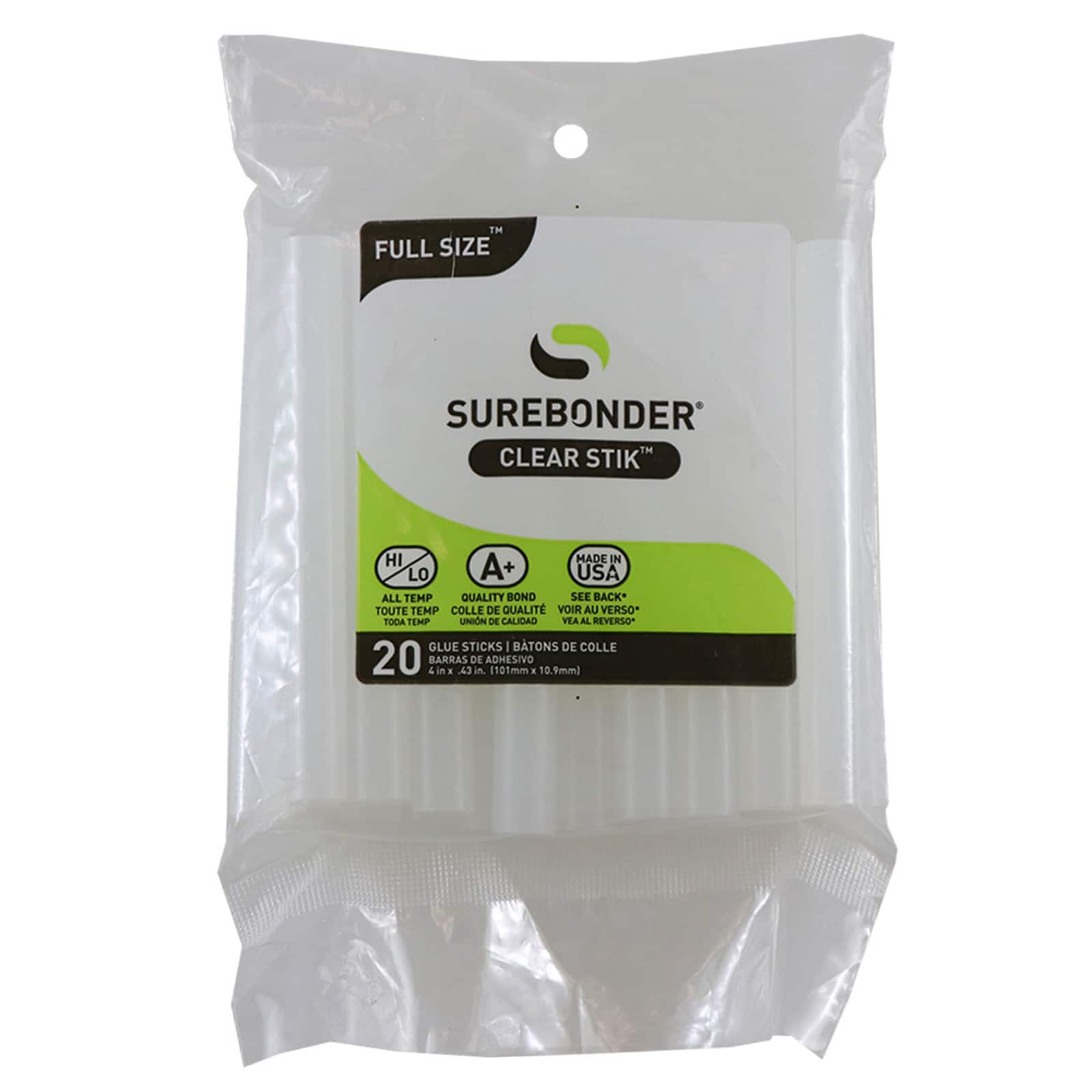 Surebonder&#xAE; Full Size 4&#x22; Dual Temp Clear Hot Glue Sticks, 6 Packs of 20