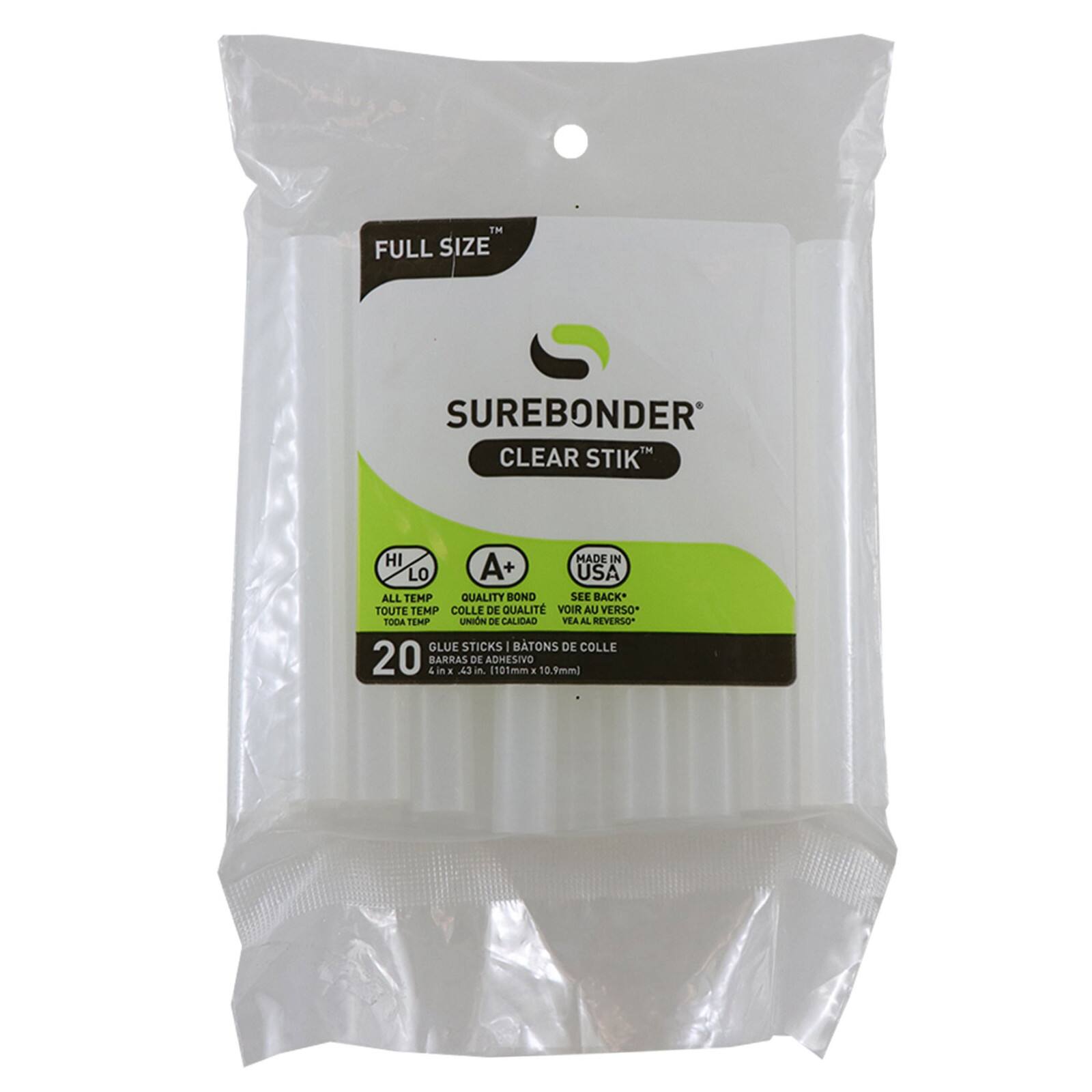 Surebonder® Full Size 4" Dual Temp Clear Hot Glue Sticks, 6 Packs of 20
