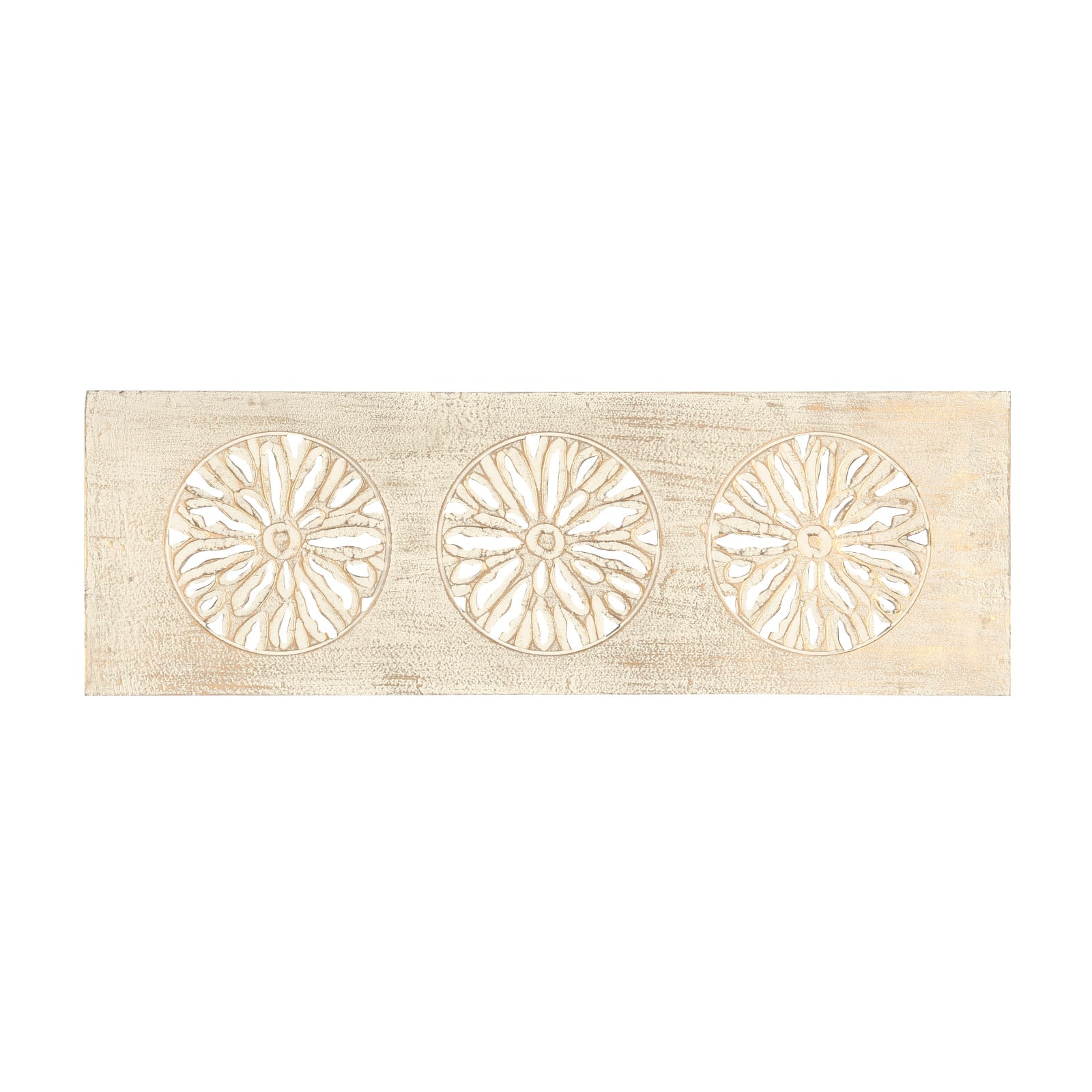 Cream Distressed Carved Floral Wall D&#xE9;cor