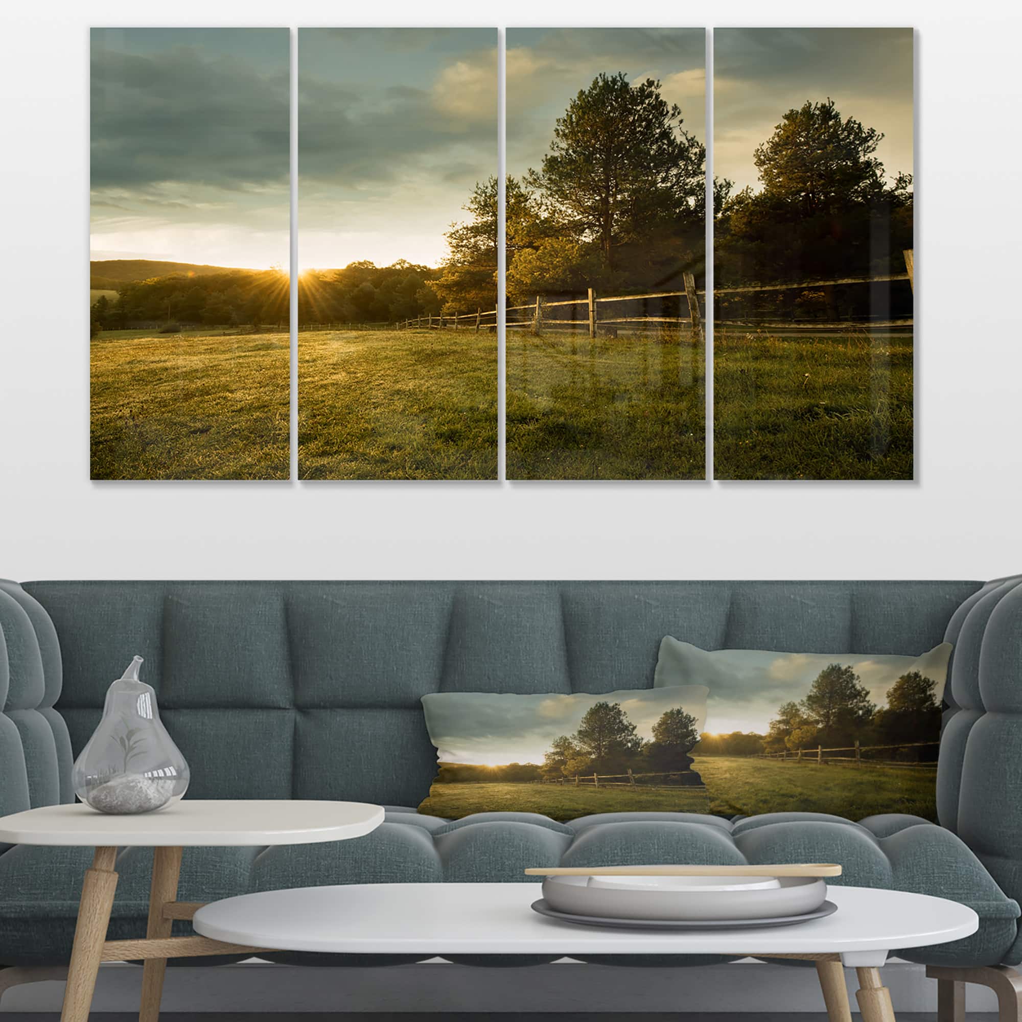 Designart - Beautiful Sunrise in the farm