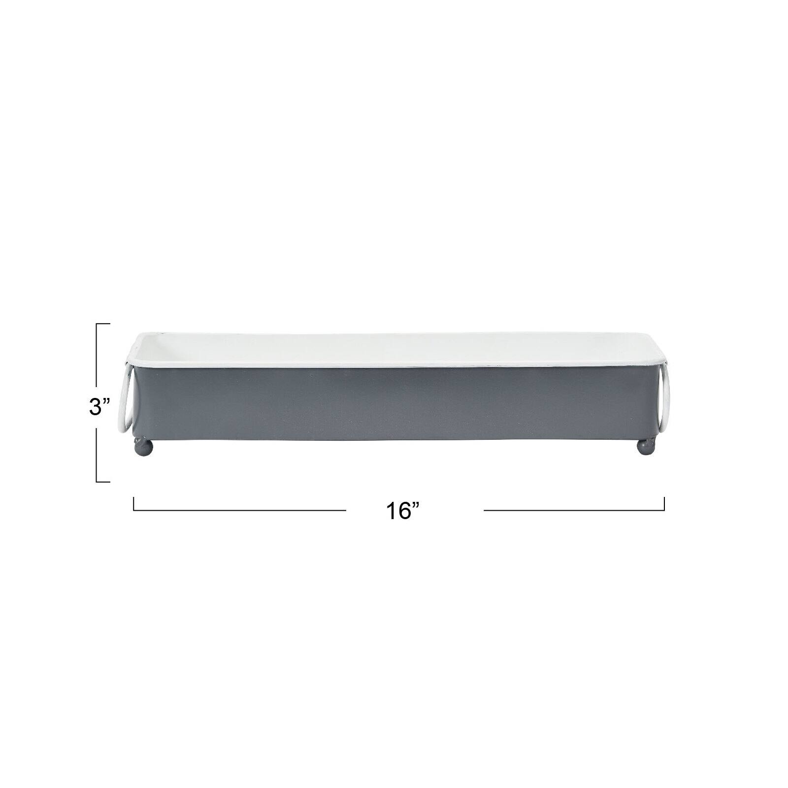 16" Decorative Metal Tray with Handles
