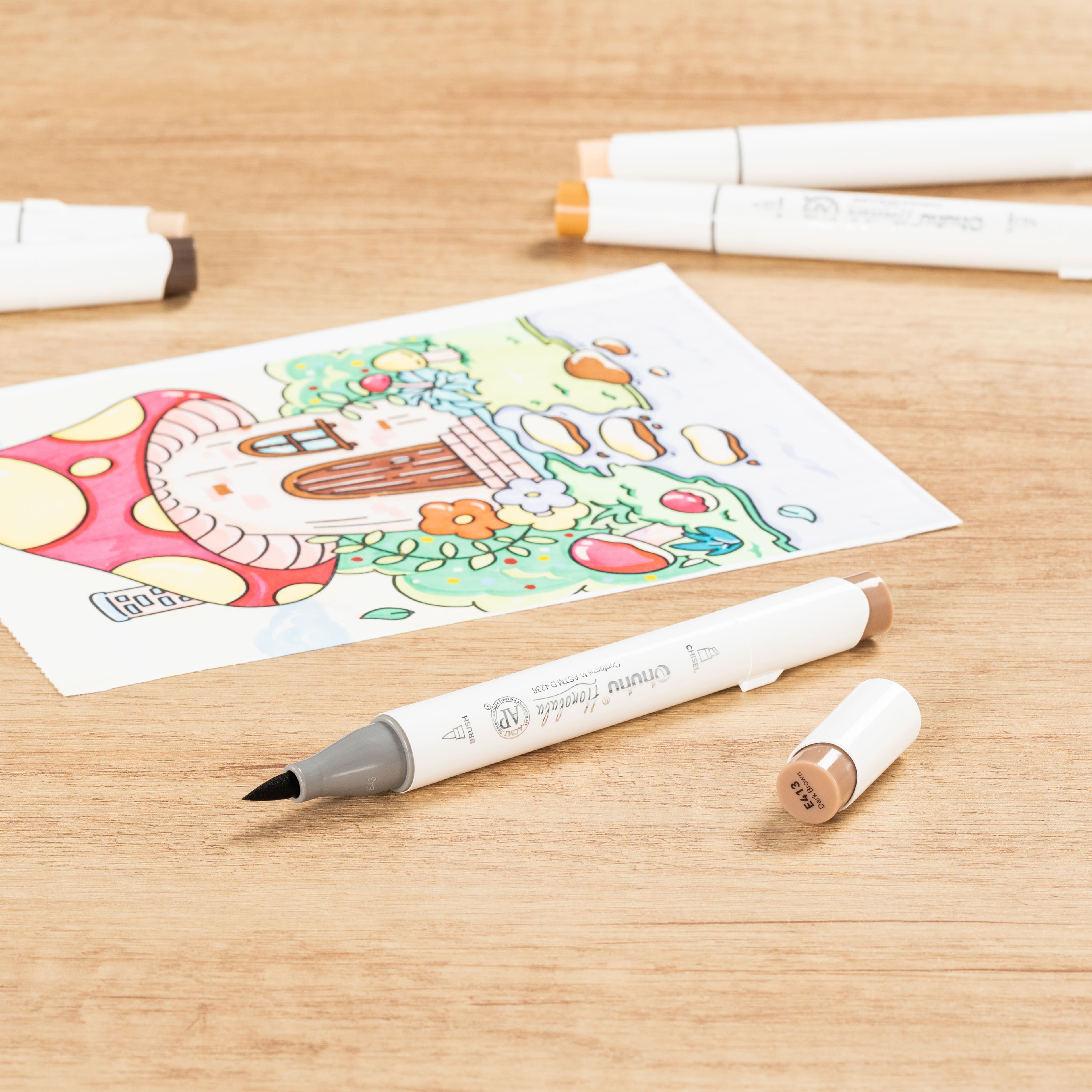 Ohuhu&#xAE; Honolulu Brush &#x26; Chisel Dual Tip Marker