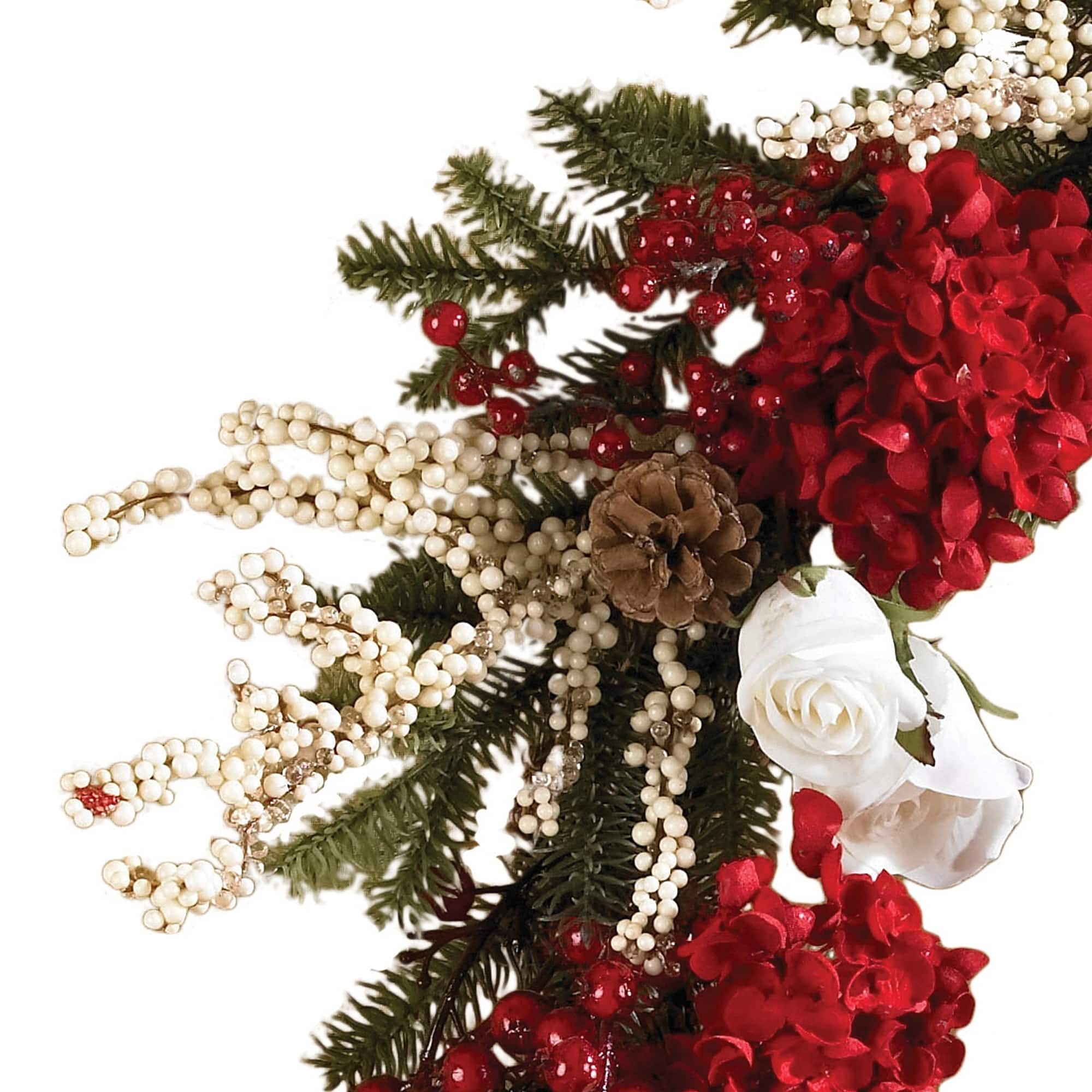 24&#x22; Red Hydrangea with White Roses Wreath