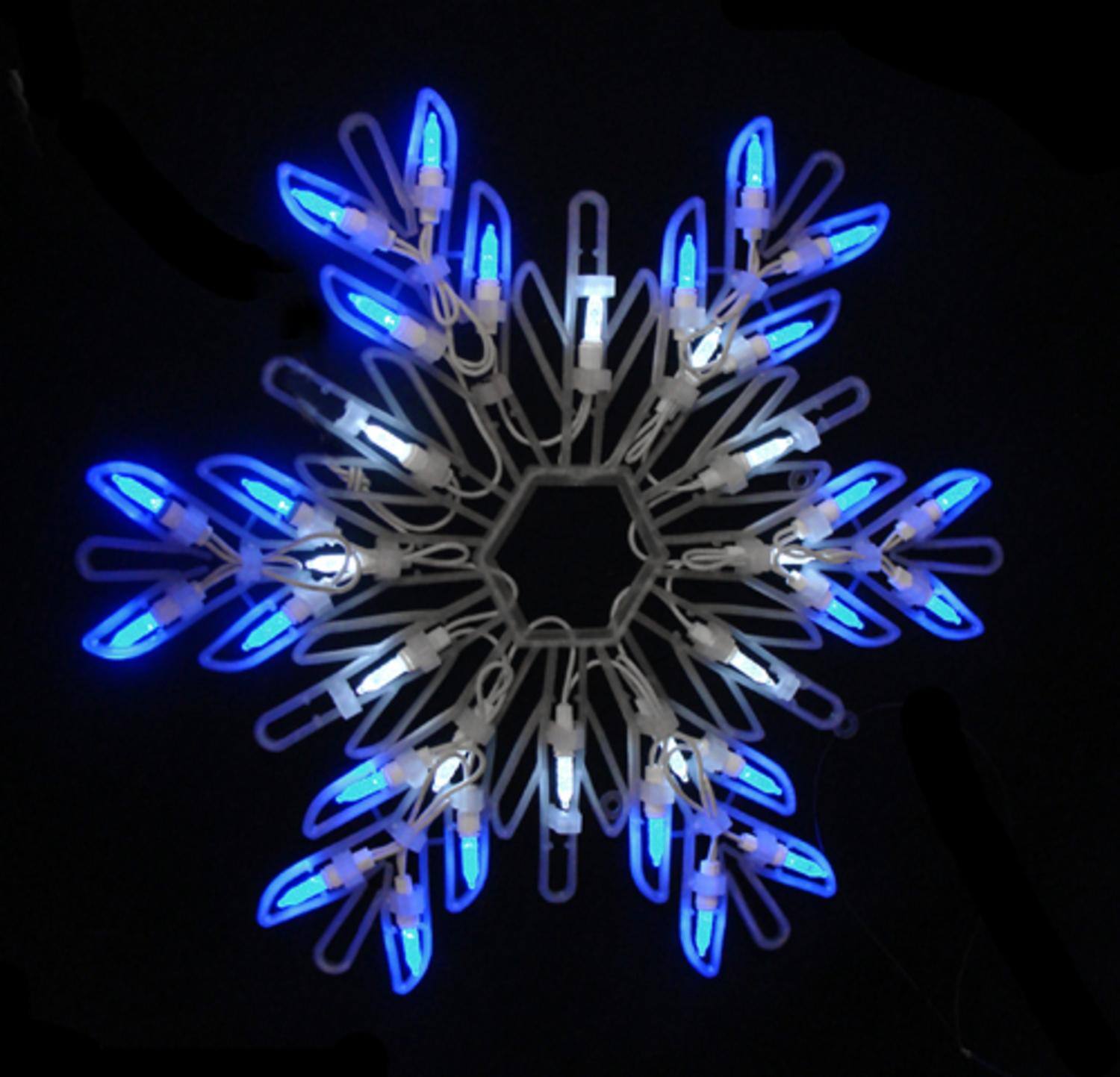16" LED Lighted Pure White & Blue Snowflake Christmas Window Silhouette Décor
