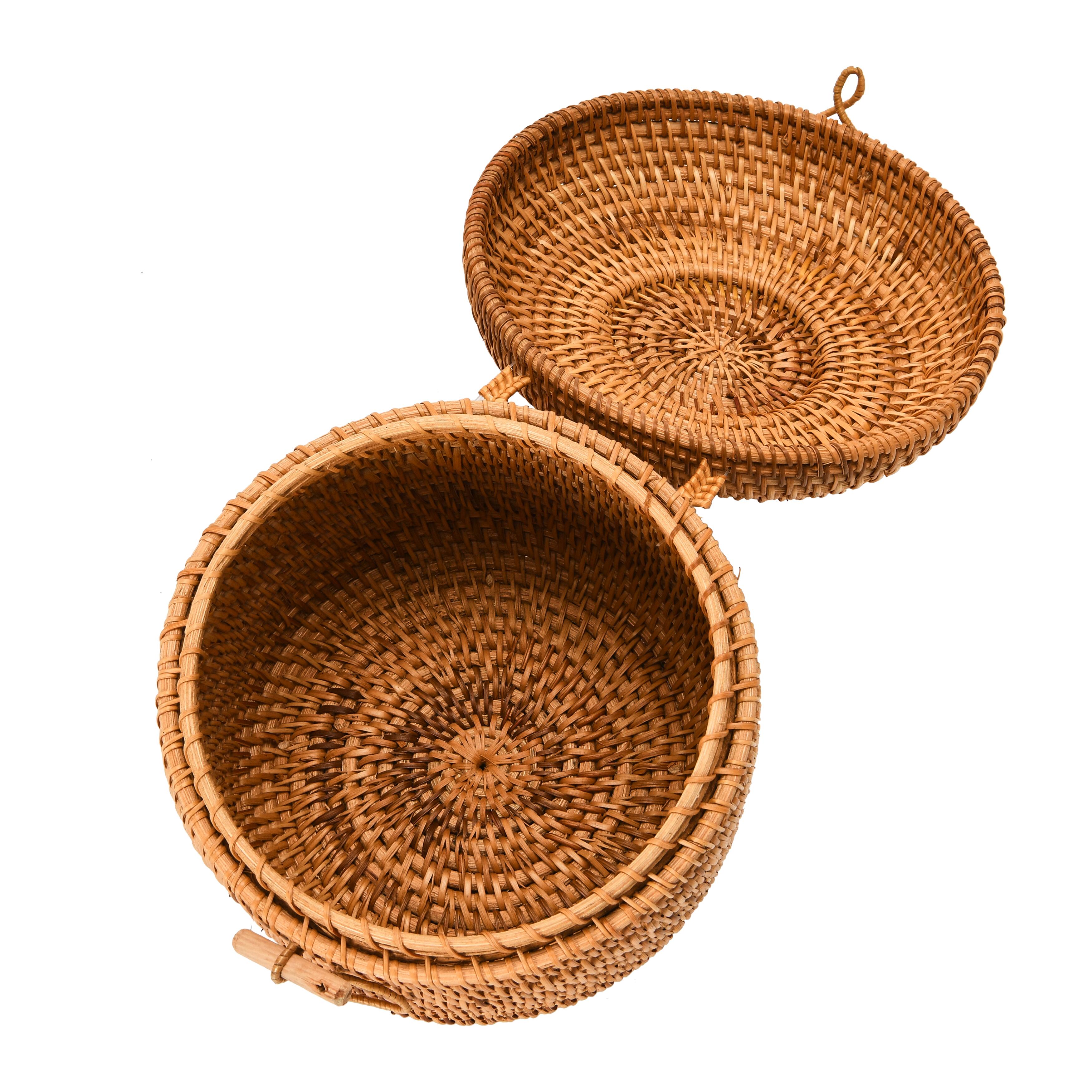 HandWoven Rattan Basket with Lid & Loop Toggle Closure Michaels