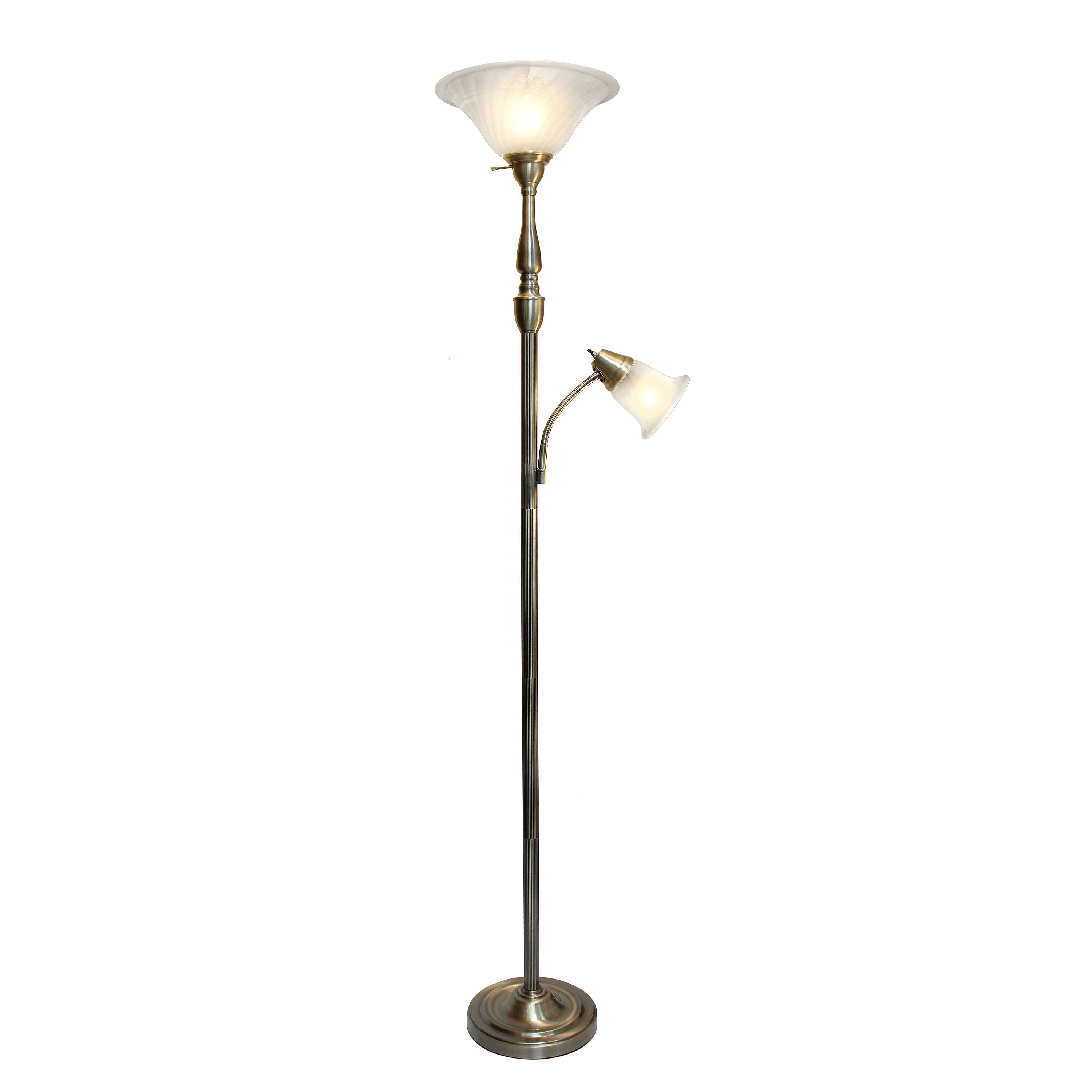 Lalia Home Torchiere Floor Lamp with Reading Light