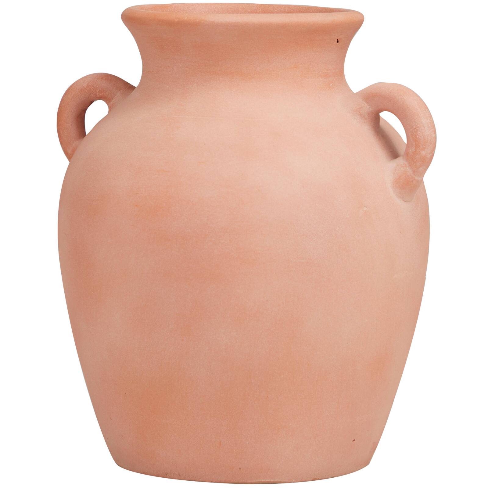 11" Orange Ceramic Terra Cotta Jug Vase with Handles