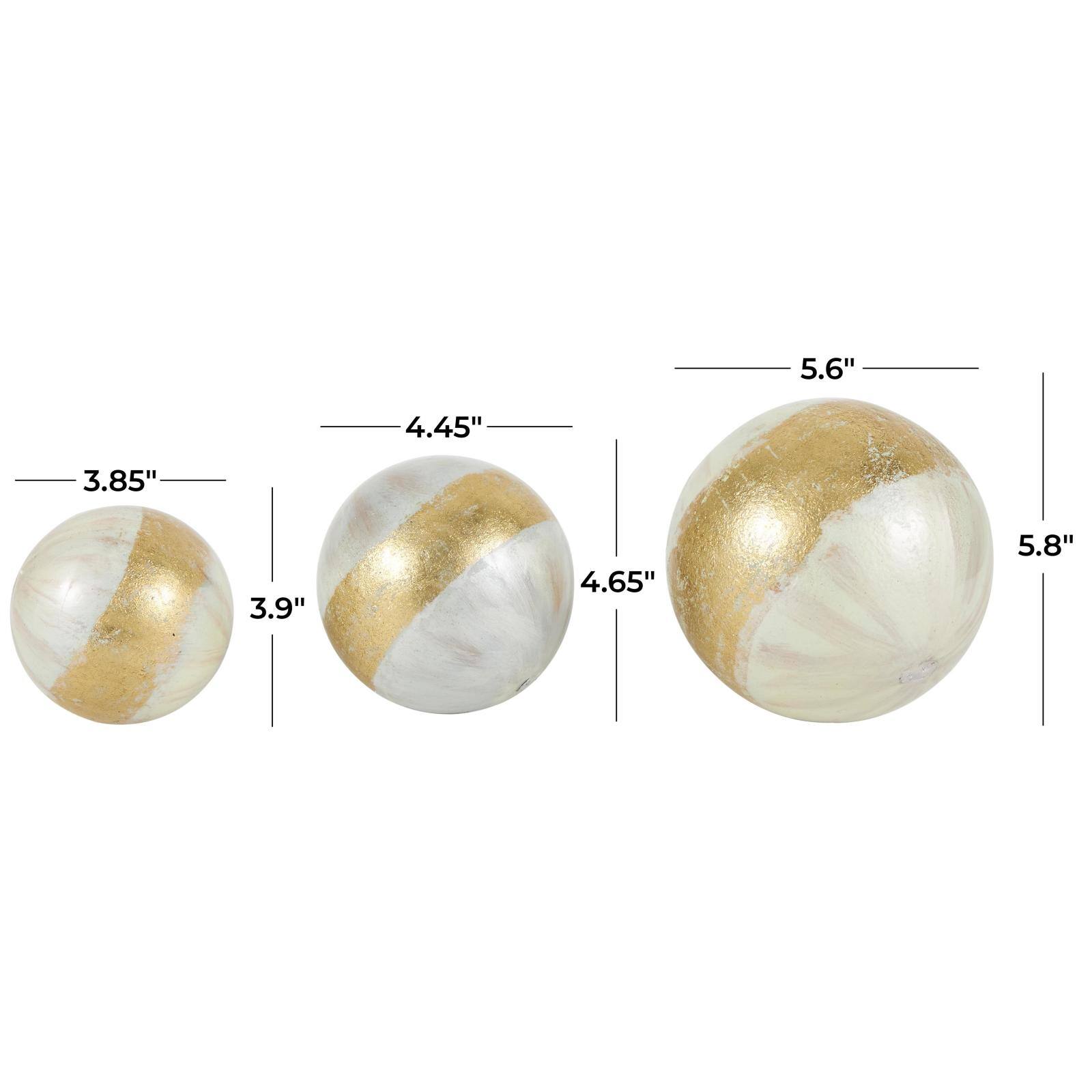 White with Gold Stripe Abstract Brushed Decorative Orbs &#x26; Vase Filler Set