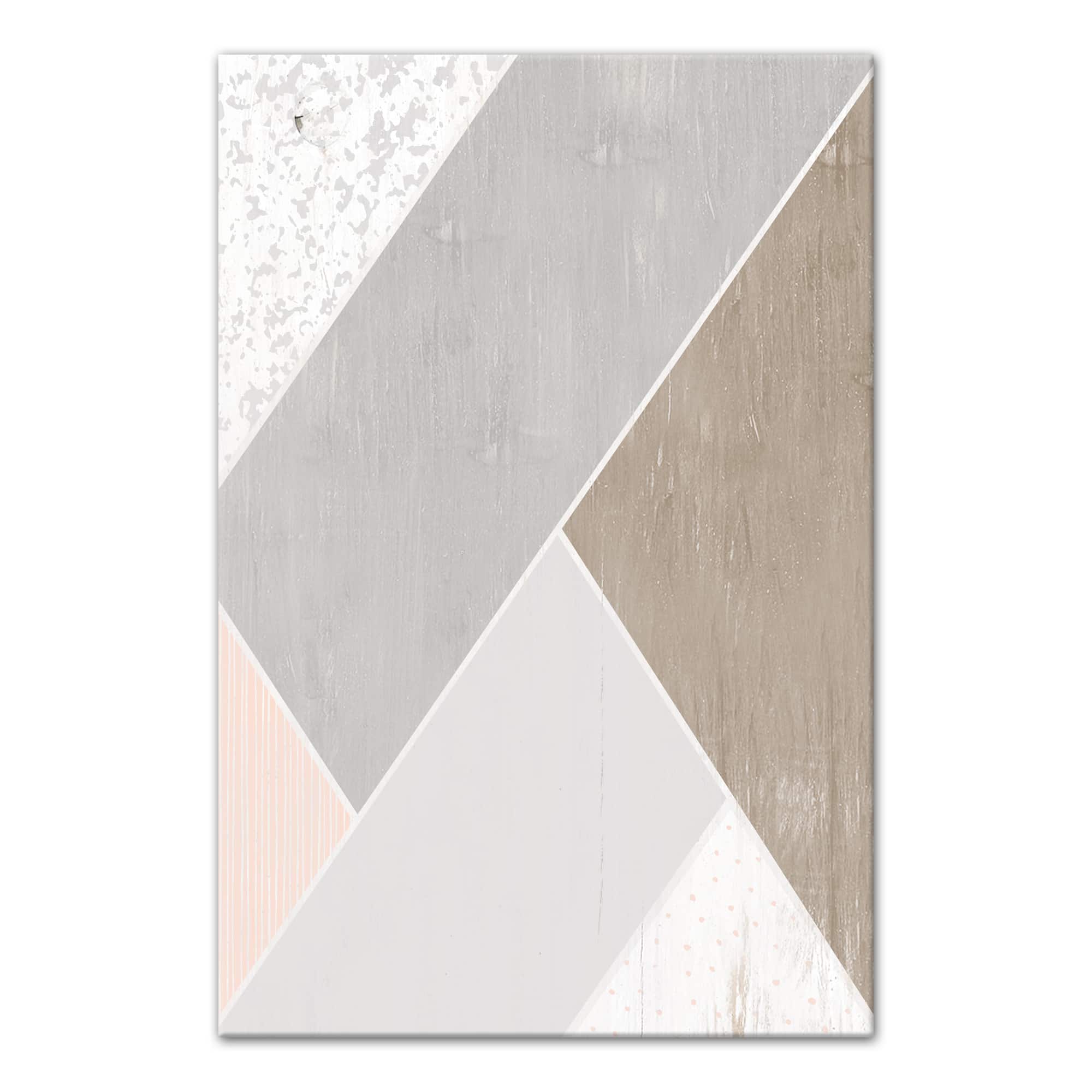 Grey And Blush Geo Abstract 24" x 36" Canvas Wall Art