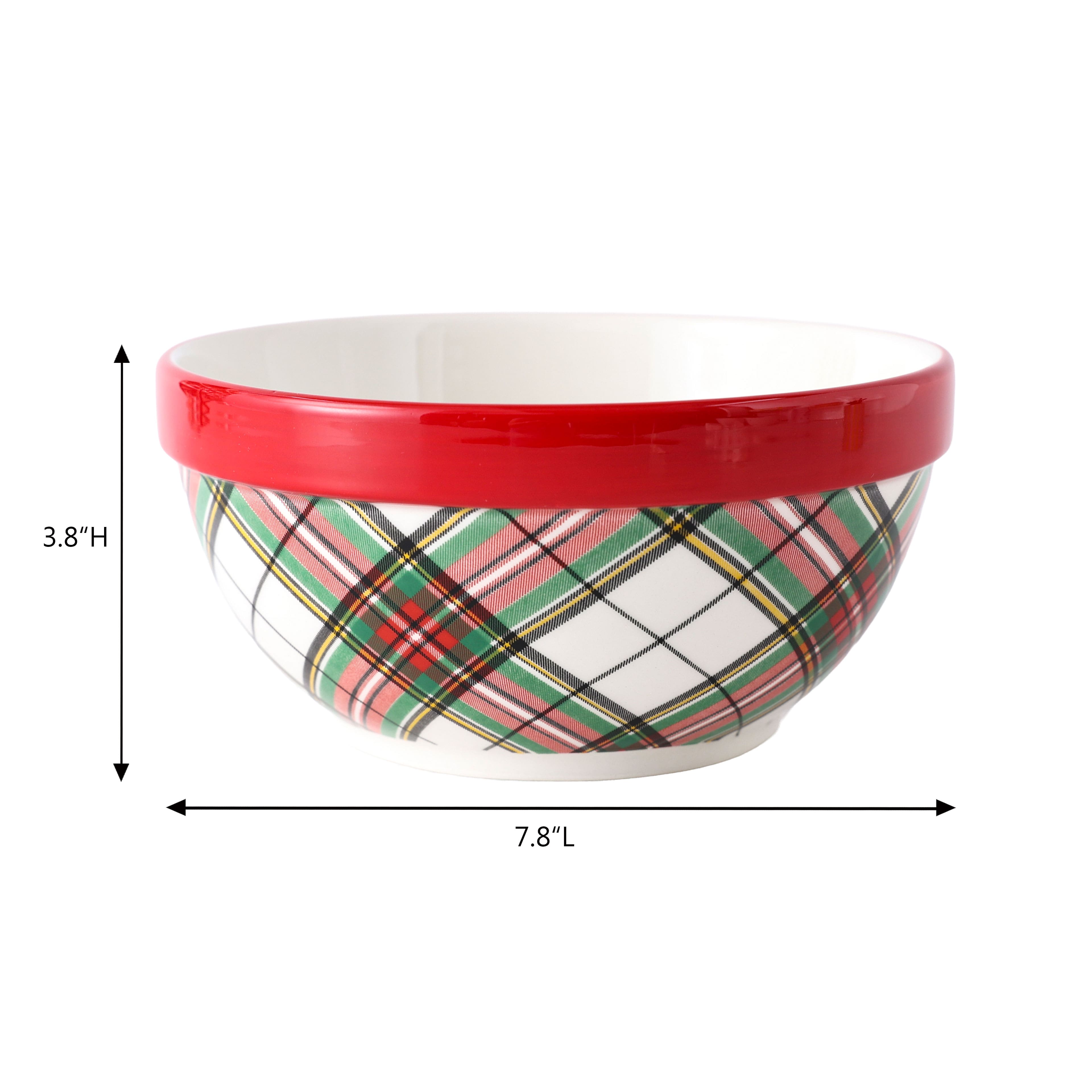 8&#x22; Green &#x26; Red Plaid Ceramic Bowl by Ashland&#xAE;