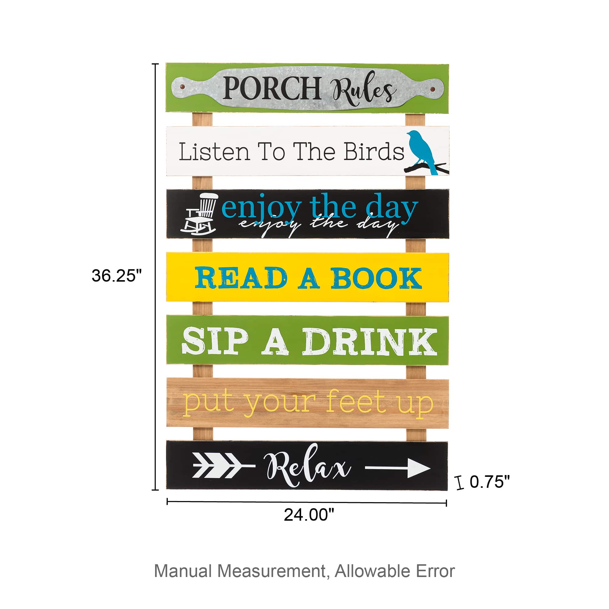 Glitzhome® 36" Rustic Wooden Porch Rules Sign