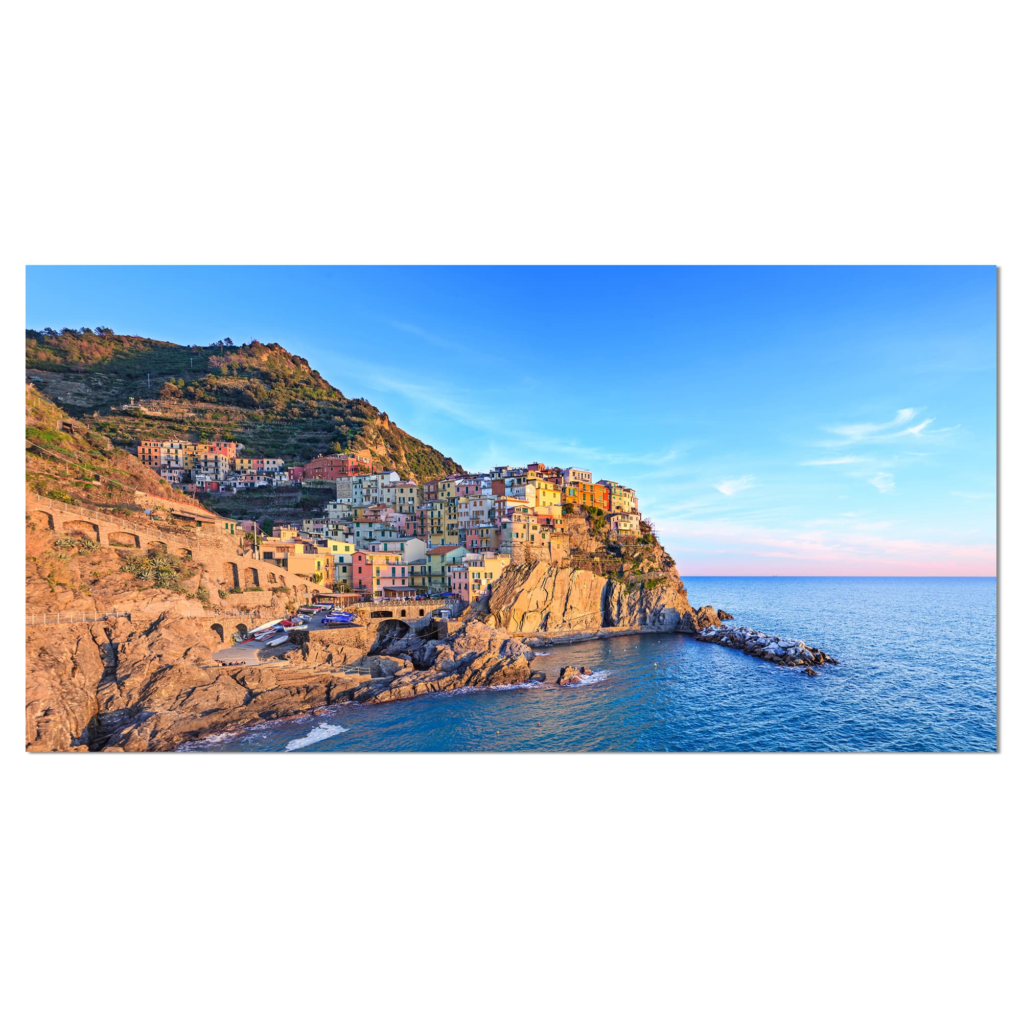 Designart - Manarola Village Cinque Terre Italy - Extra Large Seashore Canvas Art