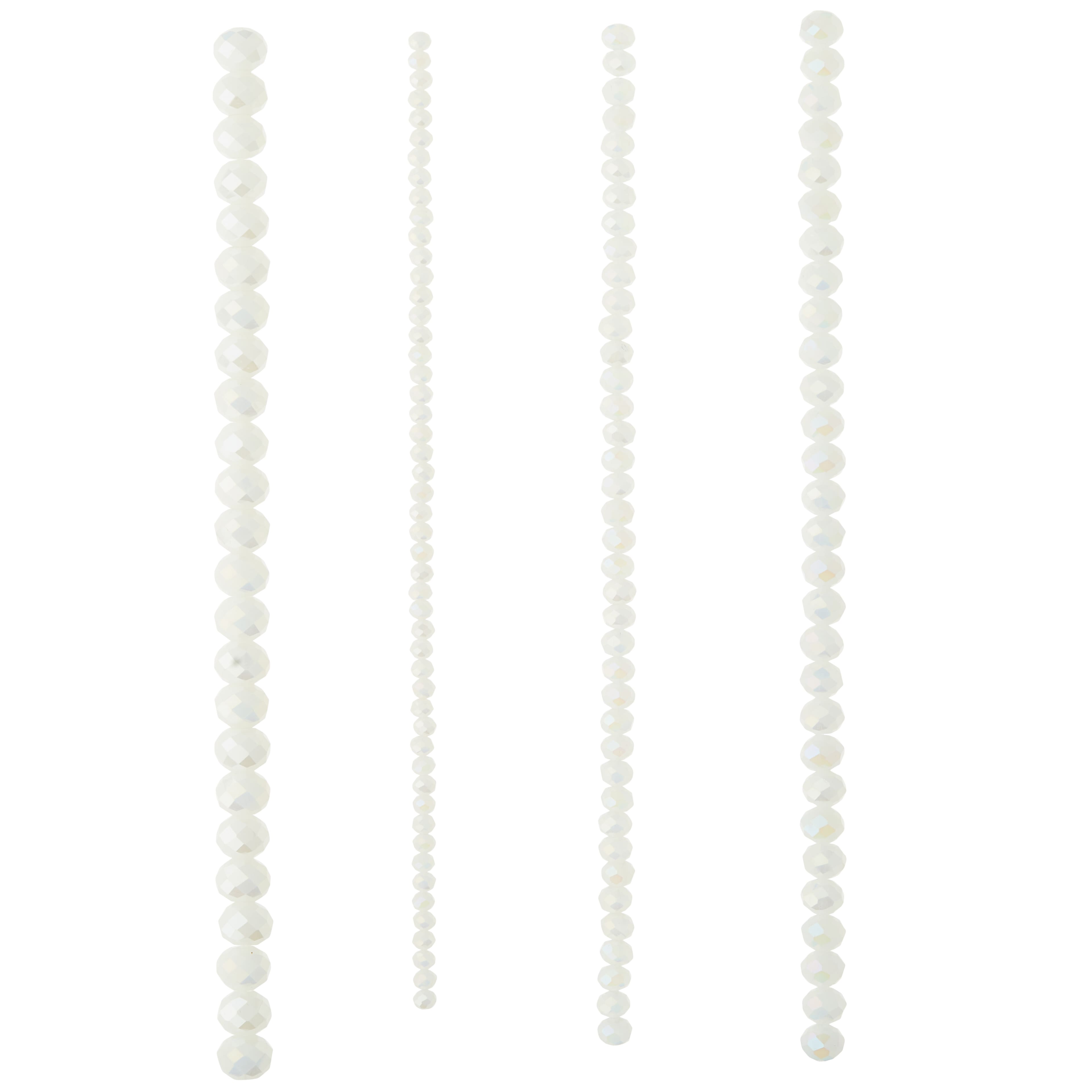 12 Pack: White Faceted Glass Rondelle Beads by Bead Landing™