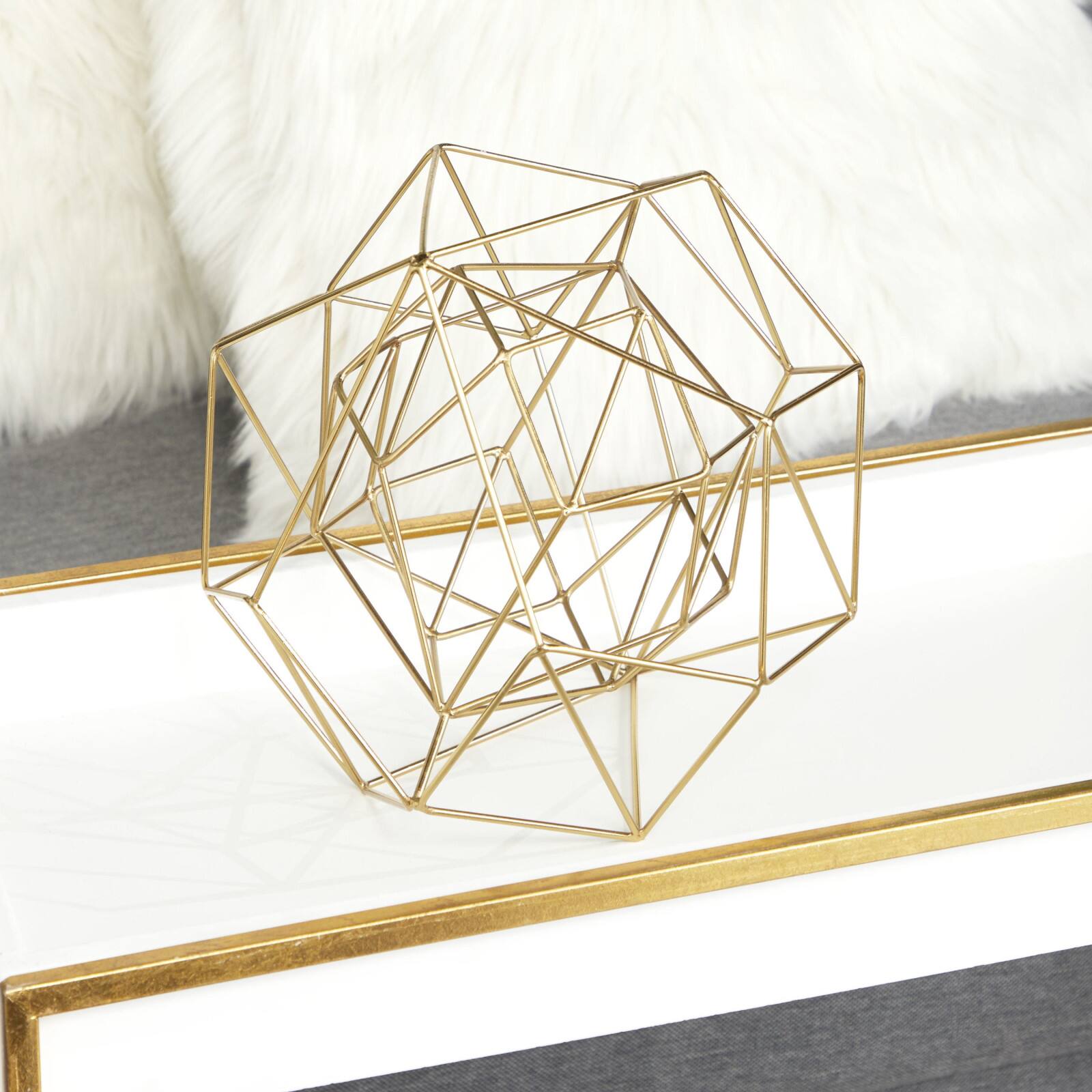 CosmoLiving by Cosmopolitan Gold Metal Modern Geometric Sculpture Set
