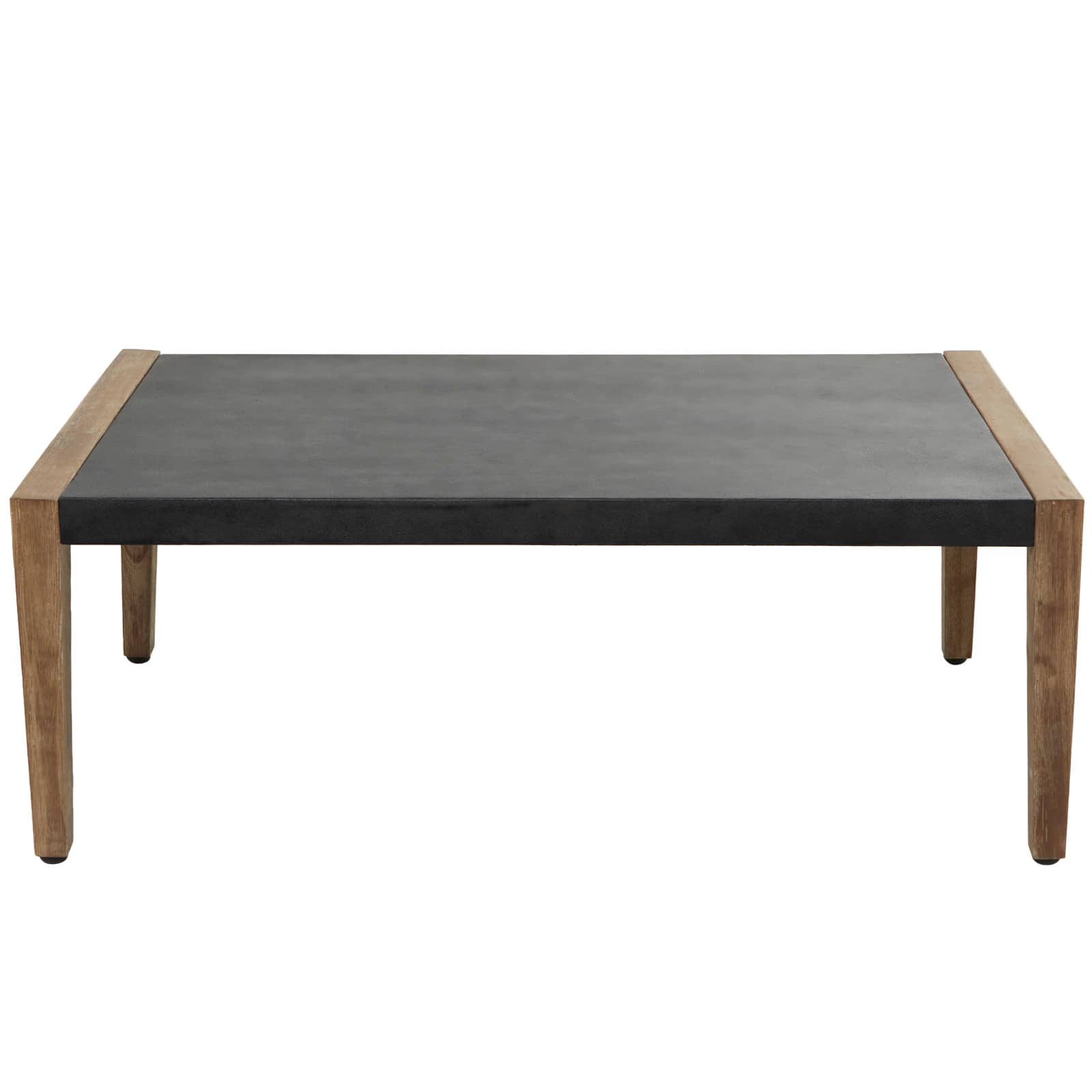 44&#x22; Dark Gray Wood Outdoor Coffee Table With Wood Legs