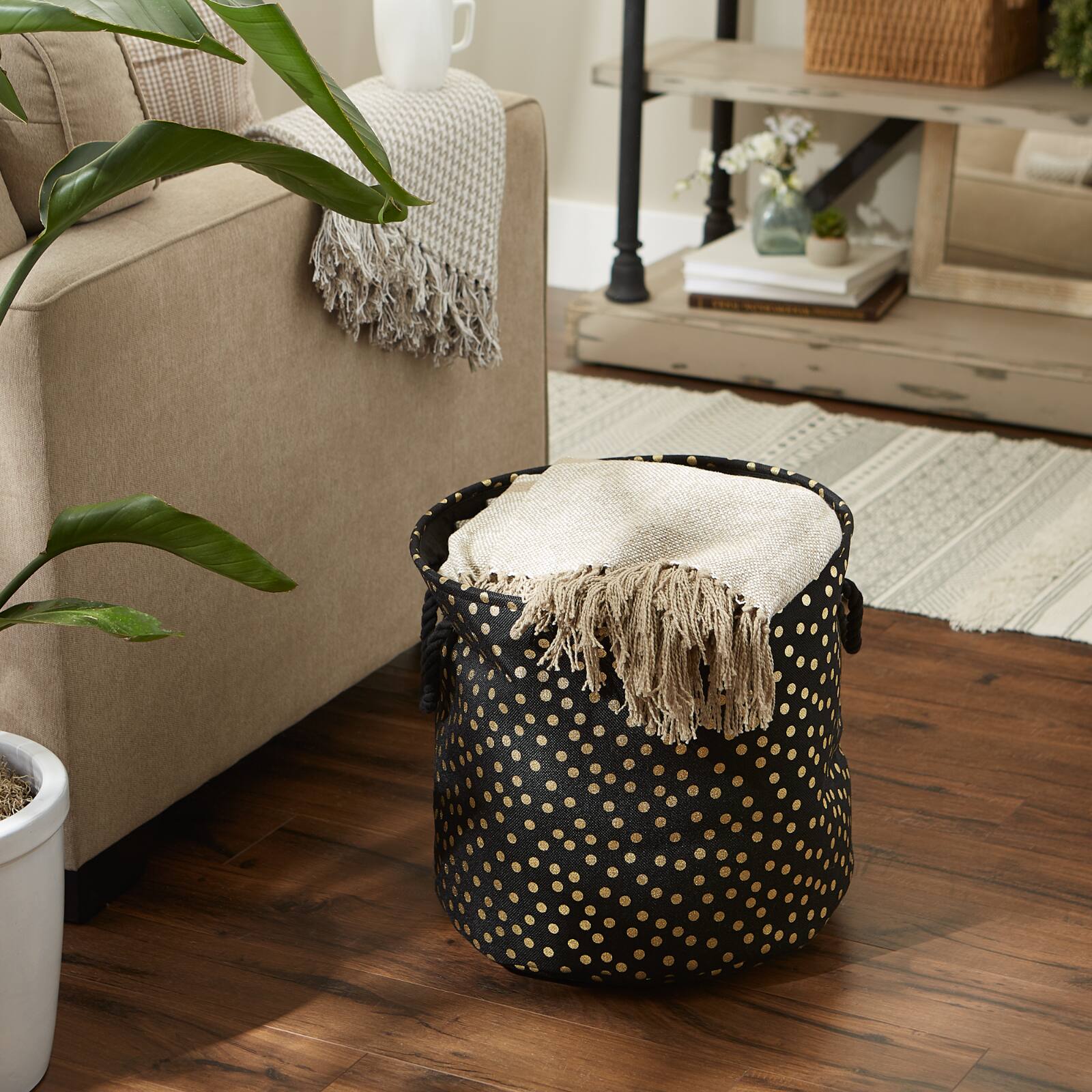 DII® 15" Round Dots Fabric Bin