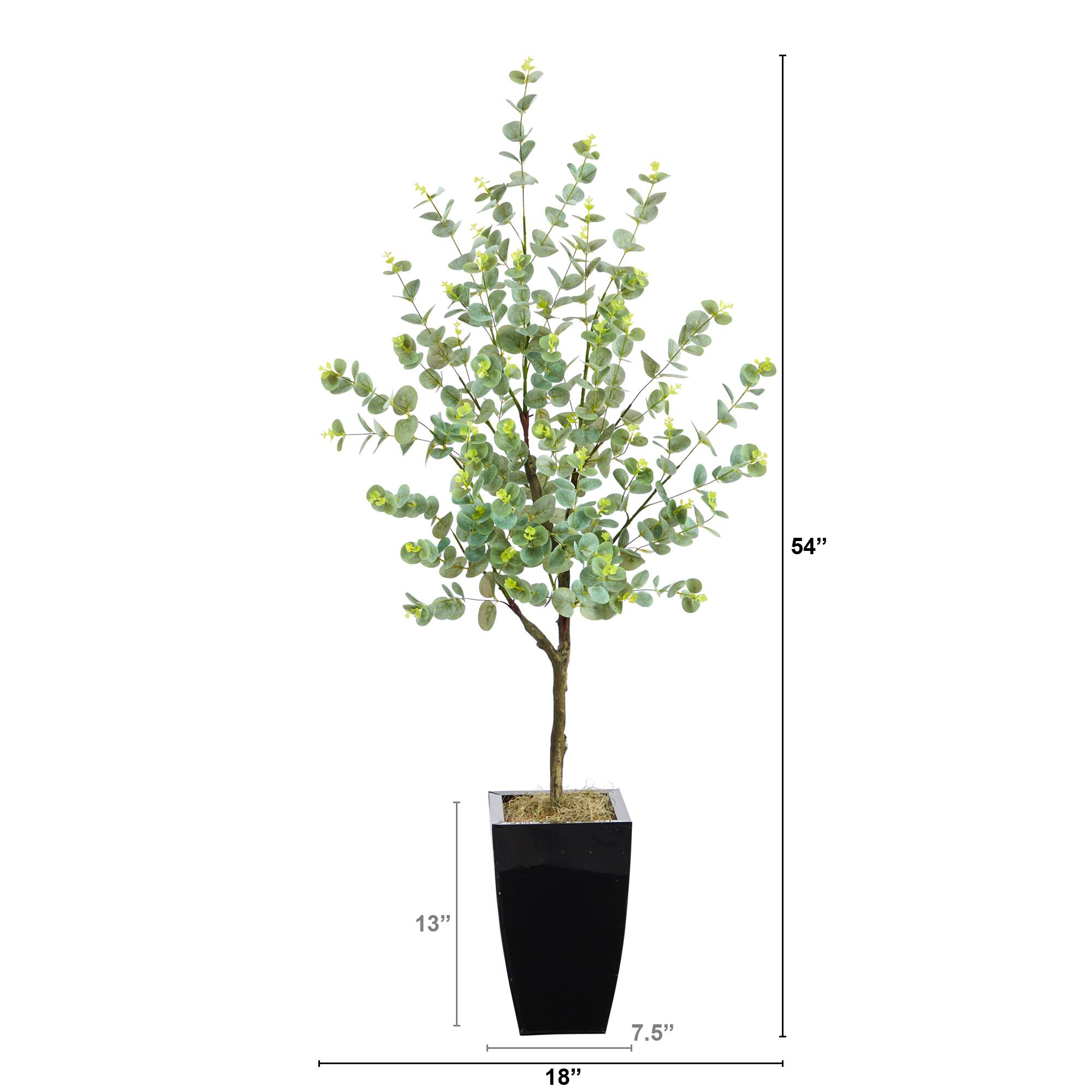 4.5ft. Eucalyptus Artificial Tree in Black Metal Planter