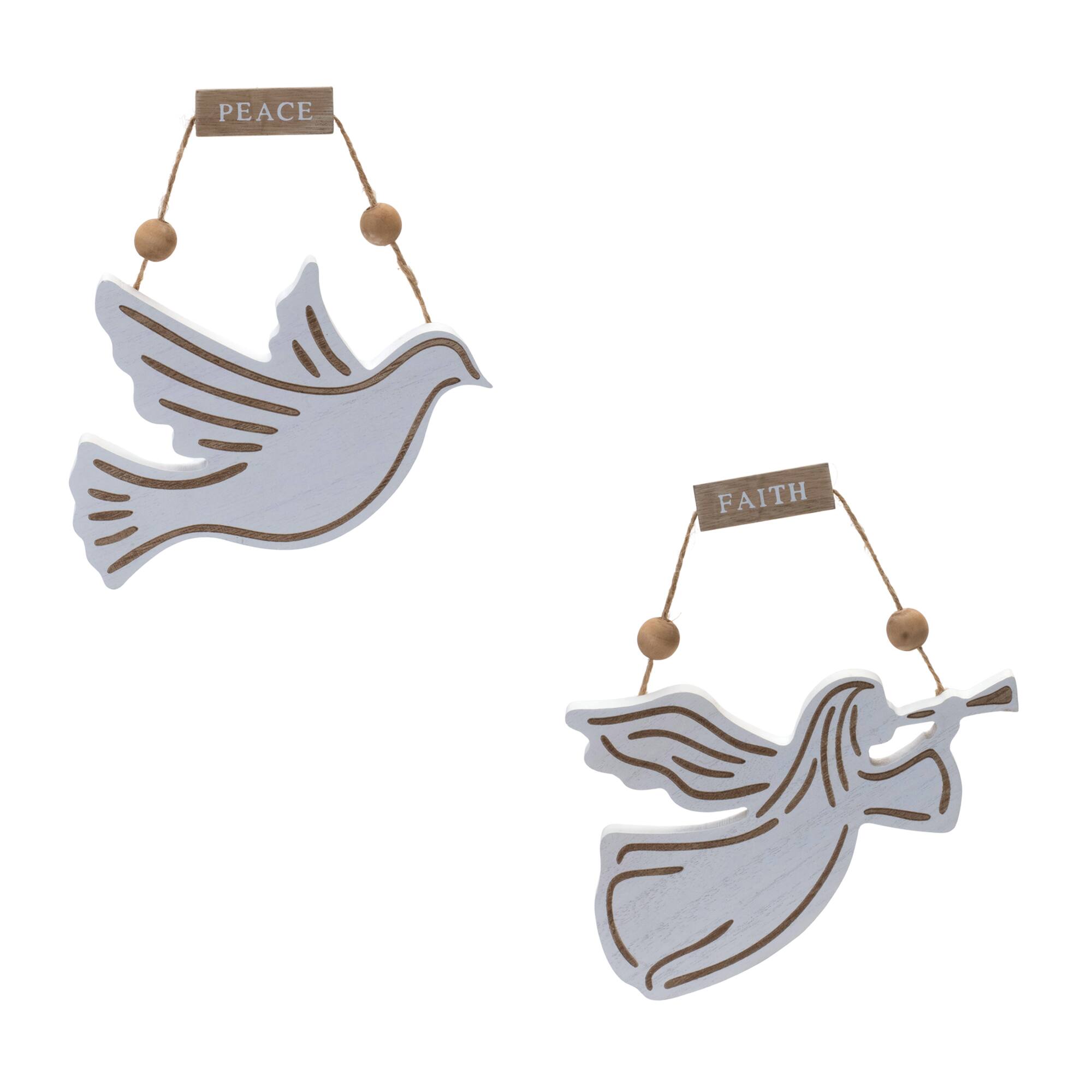 Dove & Angel Sentiment Ornament Set
